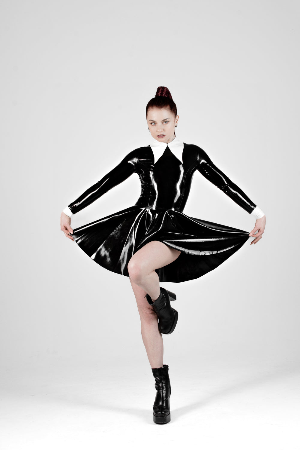 Latex Skater Dress for Women, Wednesday outfit
