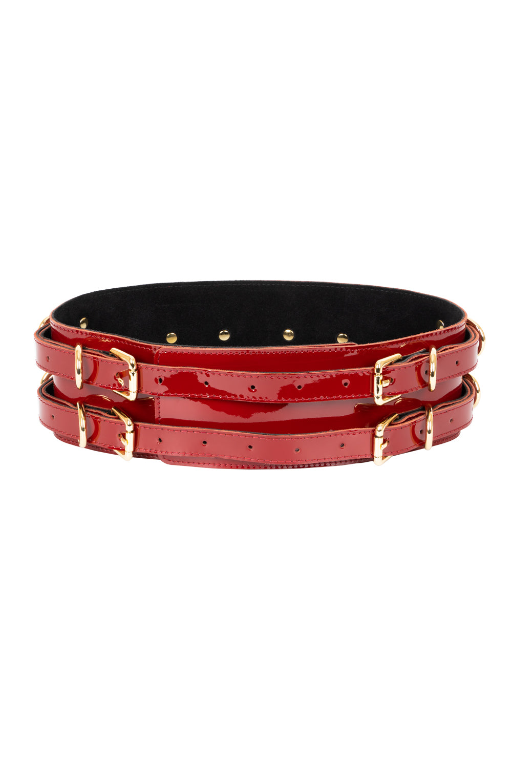 Lacquered Leather Waist Belt Leopard print