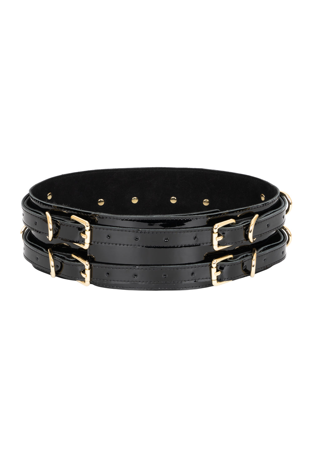 Lacquered Leather Waist Belt Leopard print