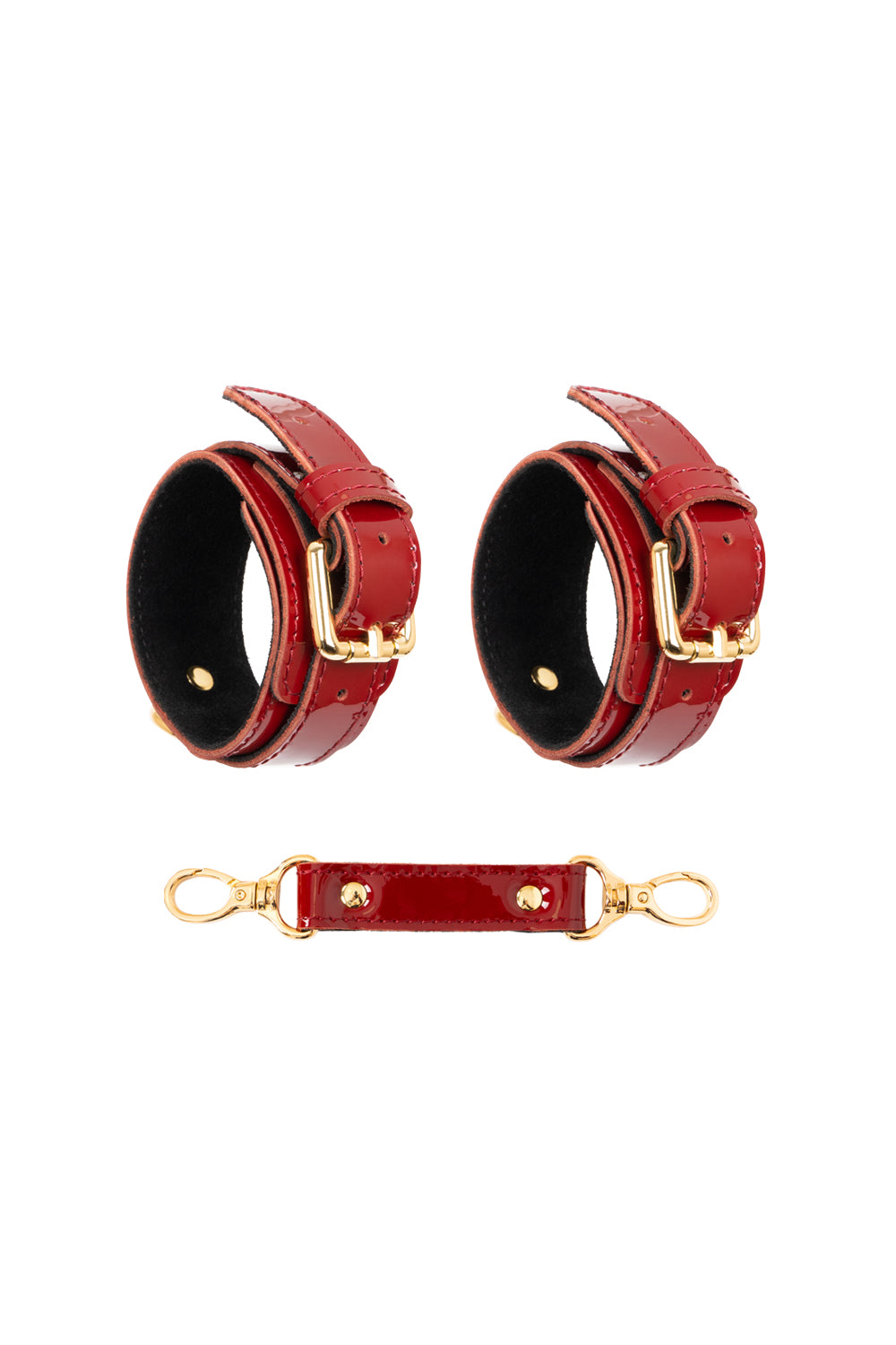Lacquered leather FULL Set with chain leash. Burgundy