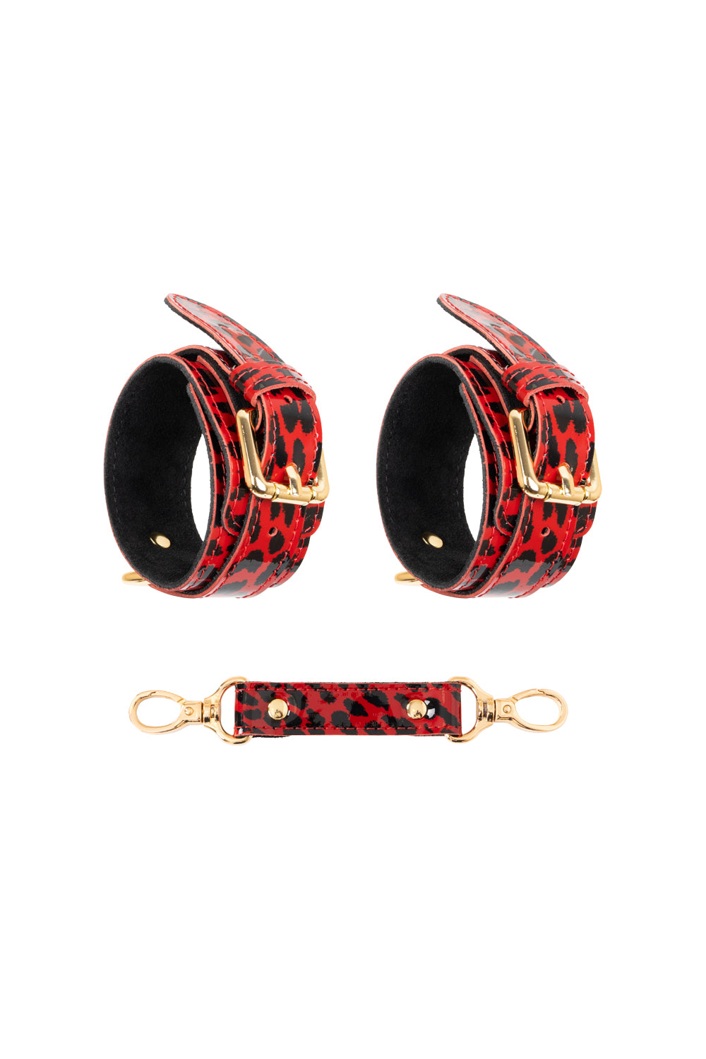 Lacquered leather handcuffs. Premium cuff set. Black