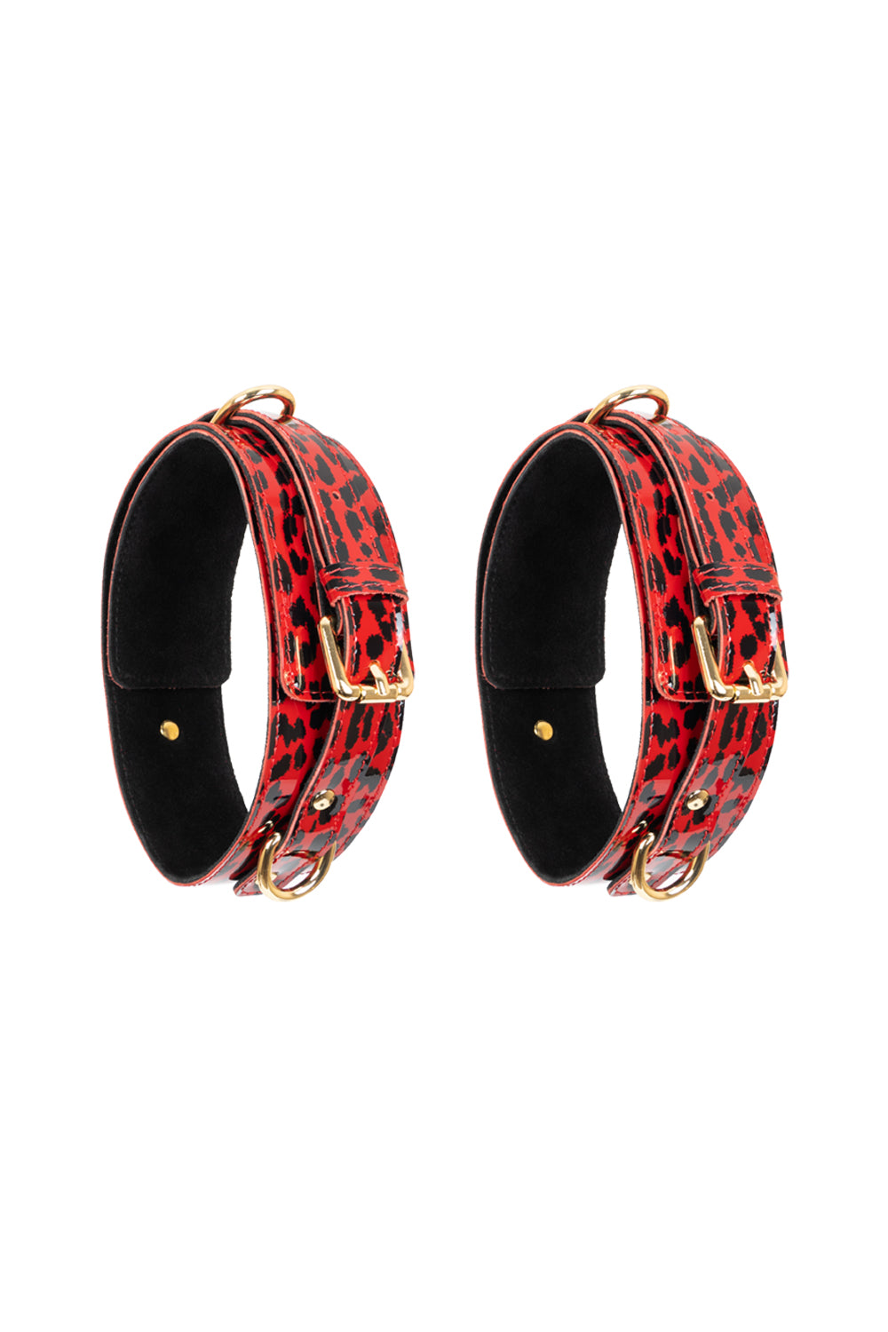 Lacquered leather garters. Burgundy