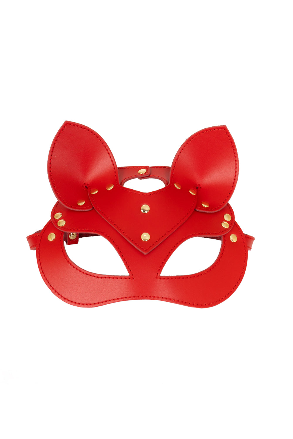 Leather сat mask, kitty fetish mask. White