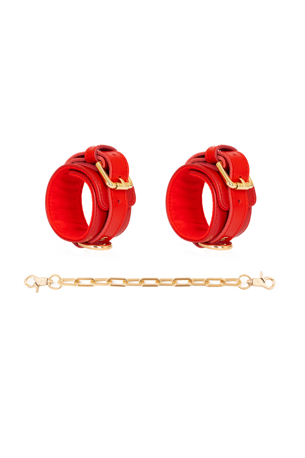 Leather Wrist, Ankle cuffs, Restraint Bondage with large links chain connector