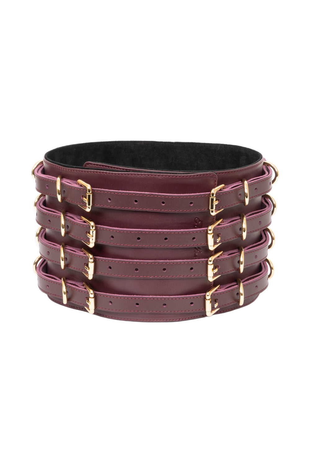 Wide waist belt with 4 adjustable straps. Black