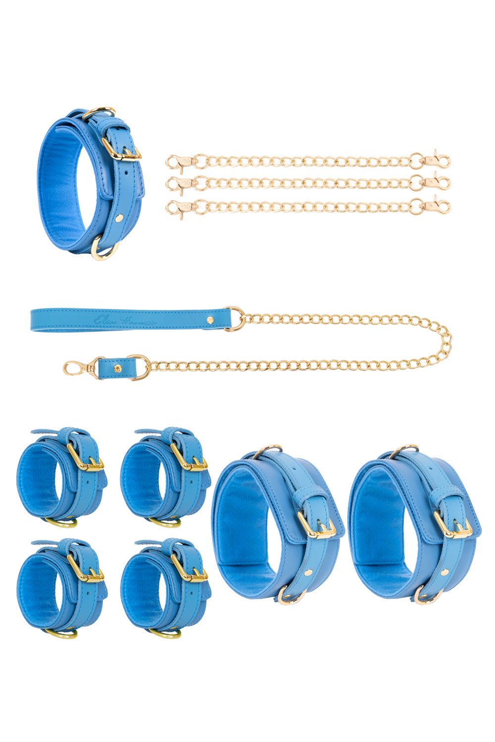 Leather set 4 in 1 with chain leash