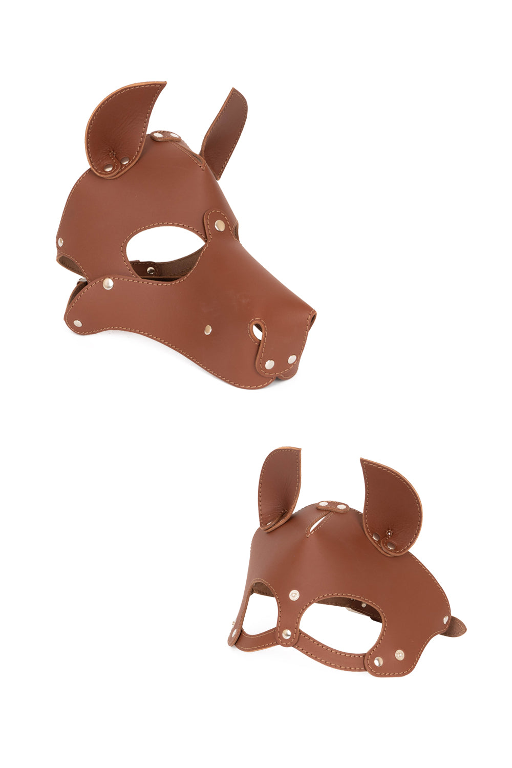 Dog mask with detachable muzzle. Brown