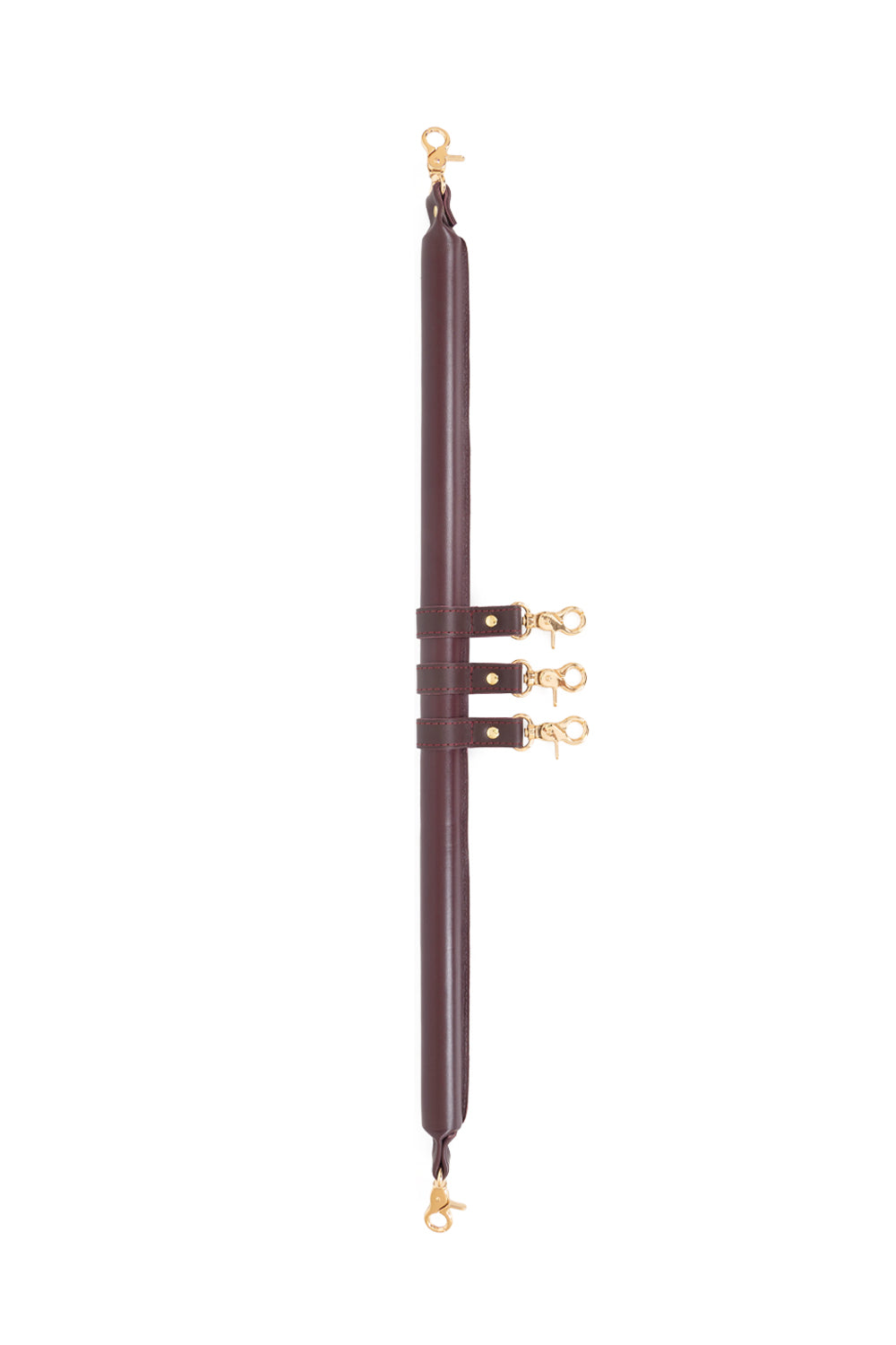5 point BDSM Leather Spreader Bar with cuff hooks