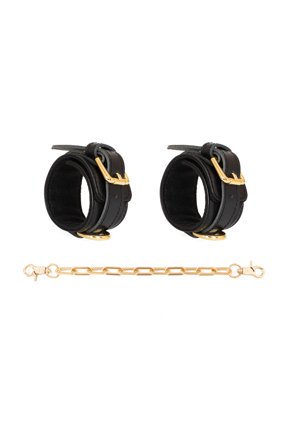 Leather Wrist, Ankle cuffs, Restraint Bondage with large links chain connector