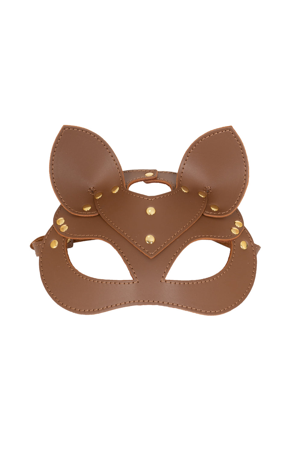 Leather сat mask, kitty fetish mask. Brown