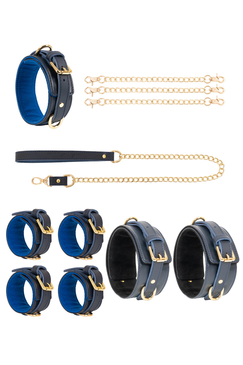 Leather set 4 in 1 with chain leash