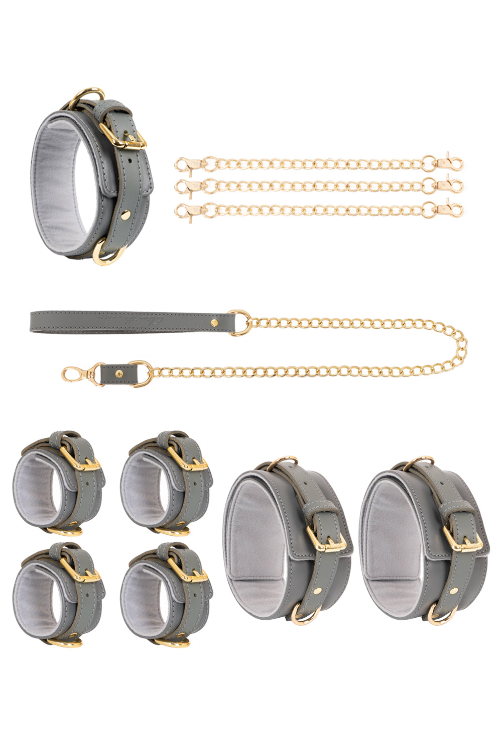Leather set 4 in 1 with chain leash