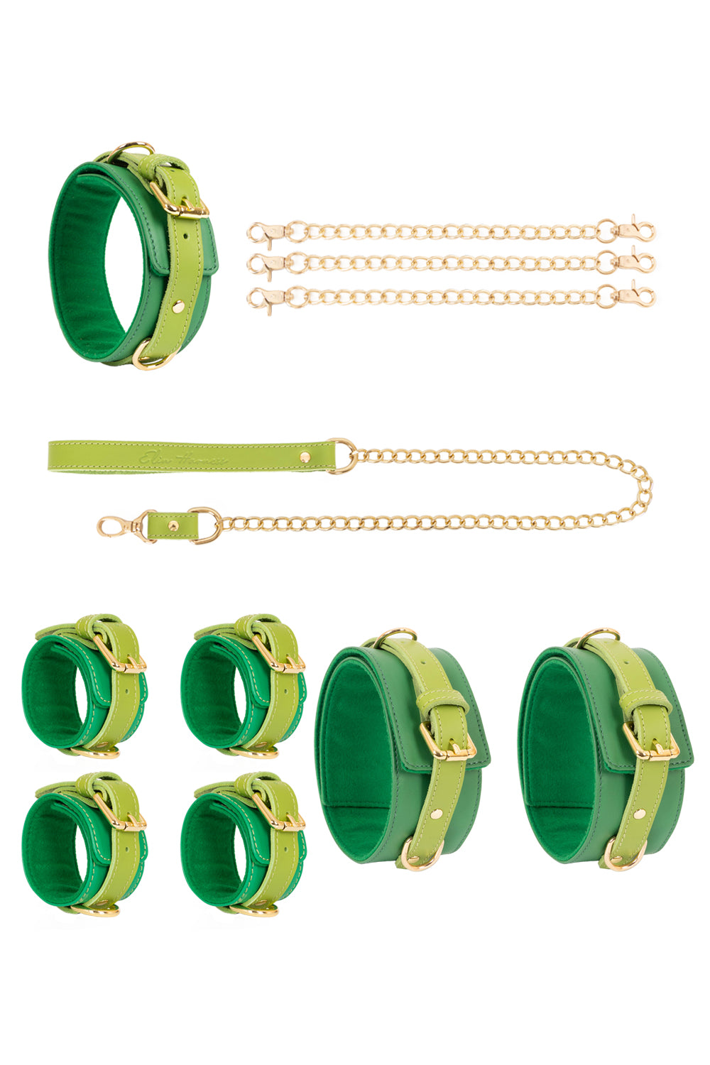 Leather set 4 in 1 with chain leash
