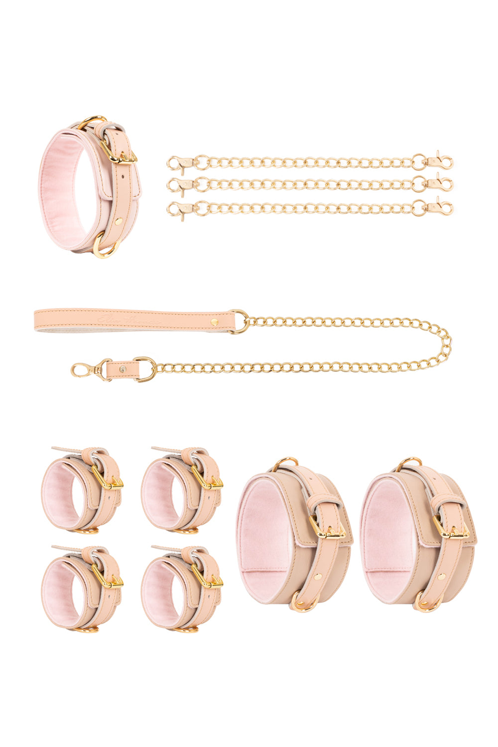 Leather set 4 in 1 with chain leash
