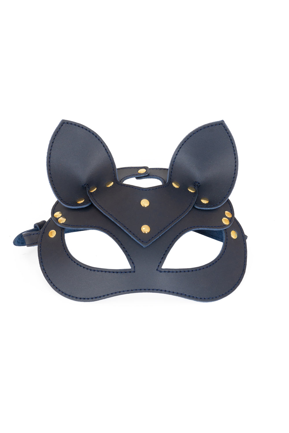 Leather сat mask, kitty fetish mask. White