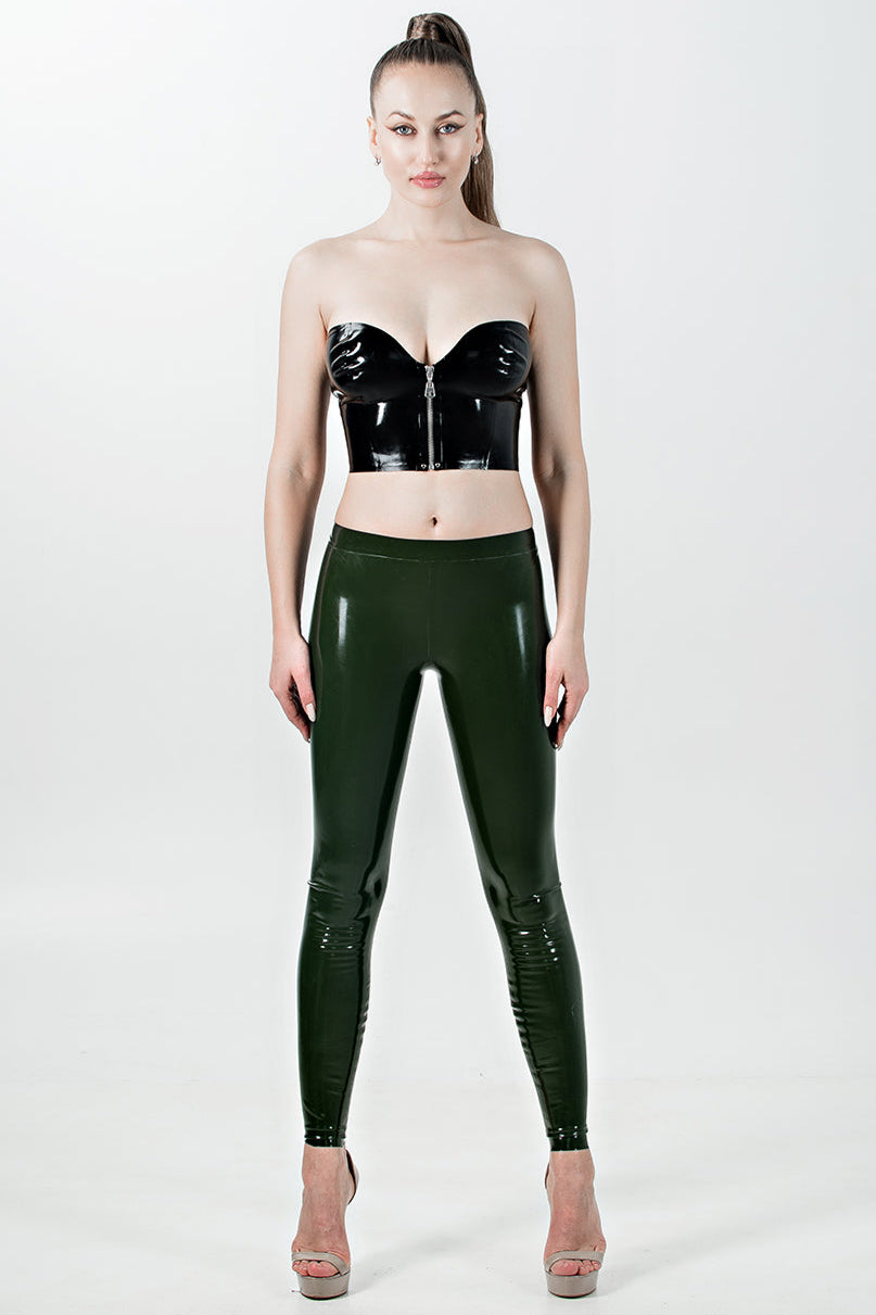 Latex Leggings with Waistband. Khaki