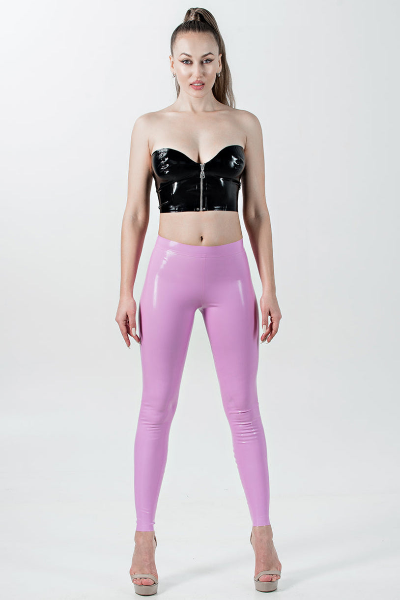 Latex Leggings with Waistband. Pink