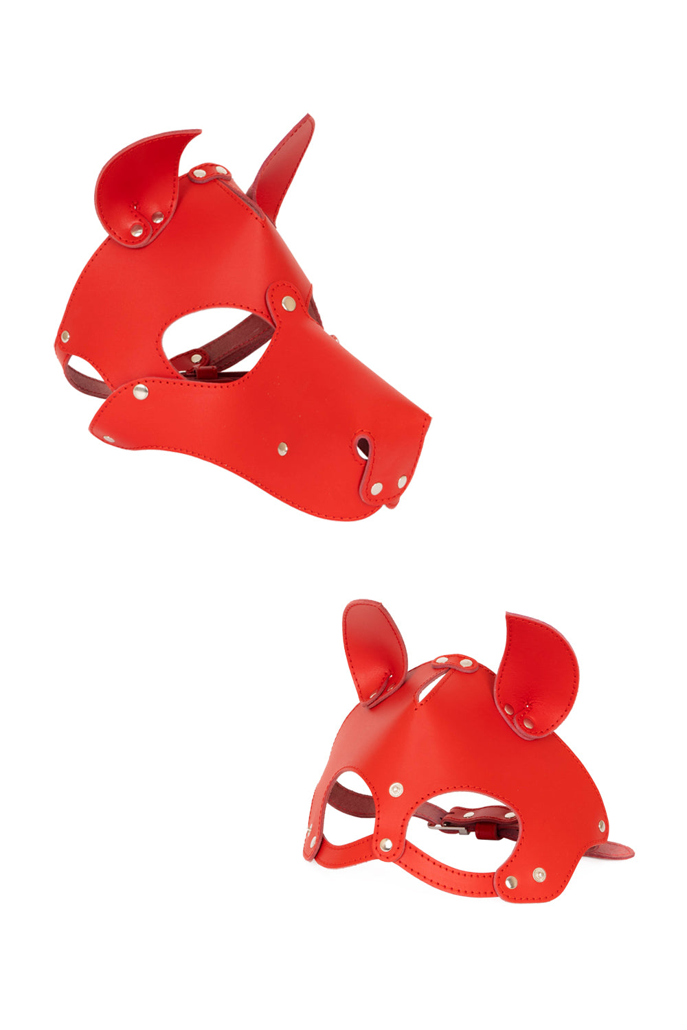 Dog mask with detachable muzzle. Red