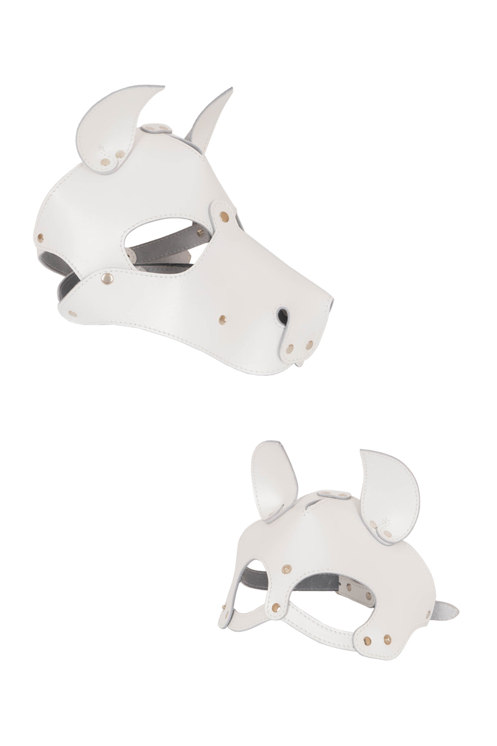 Dog mask with detachable muzzle. White