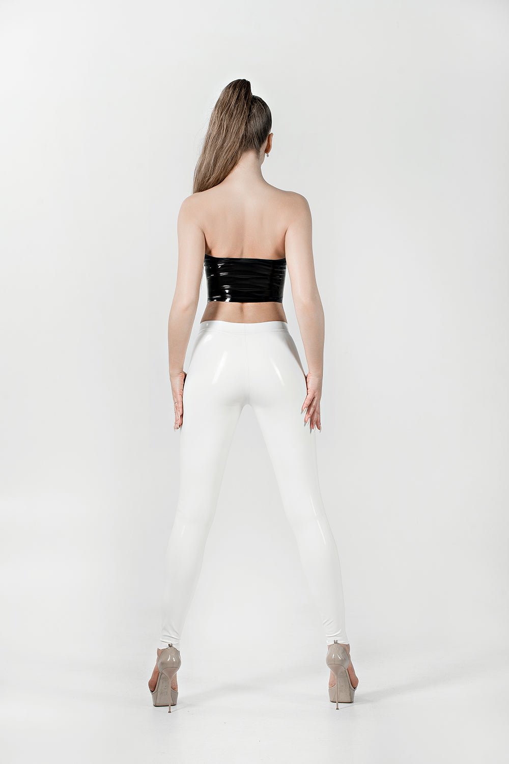Latex Leggings with Waistband. Milk