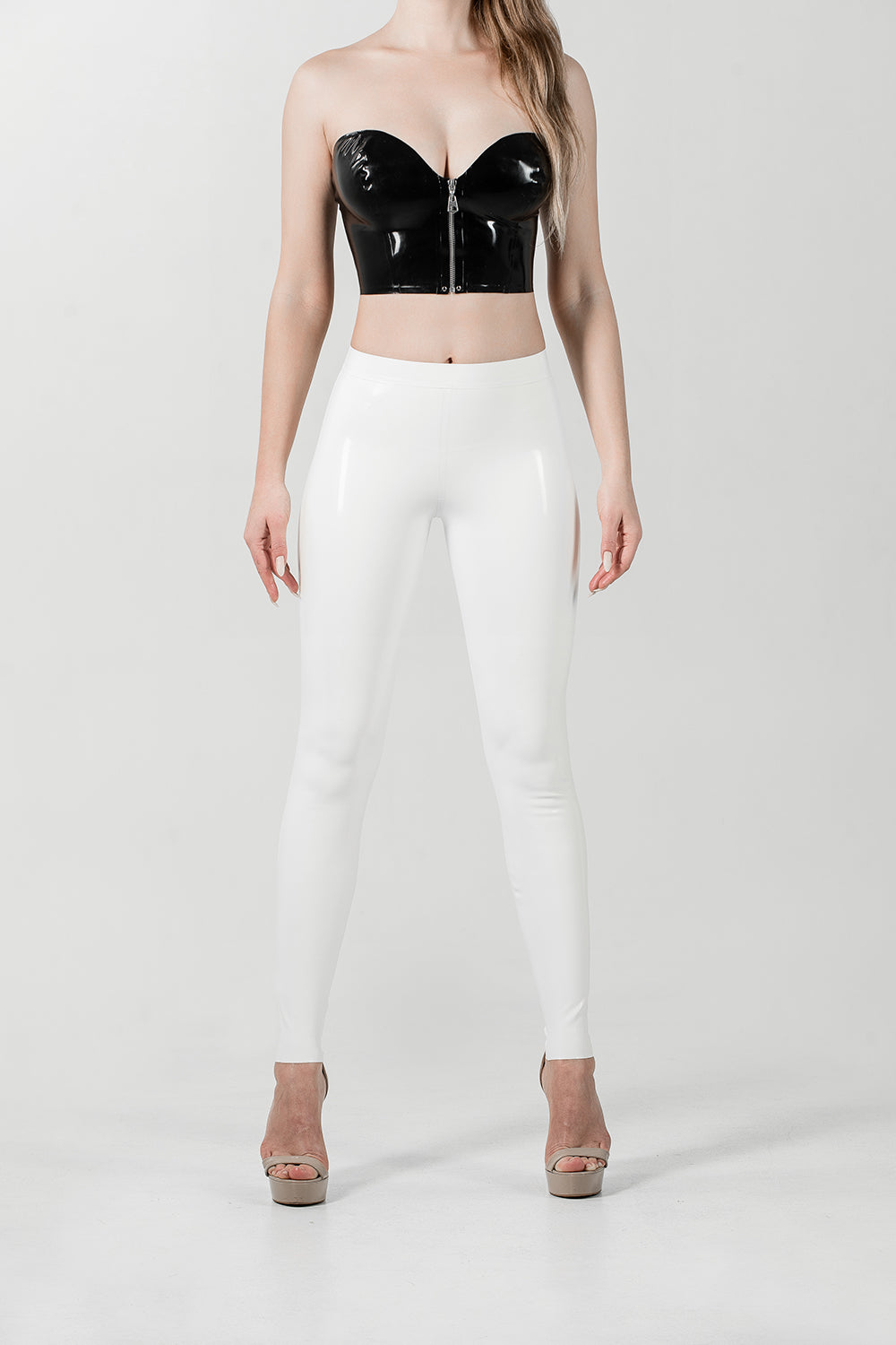 Latex Leggings with Waistband. Milk