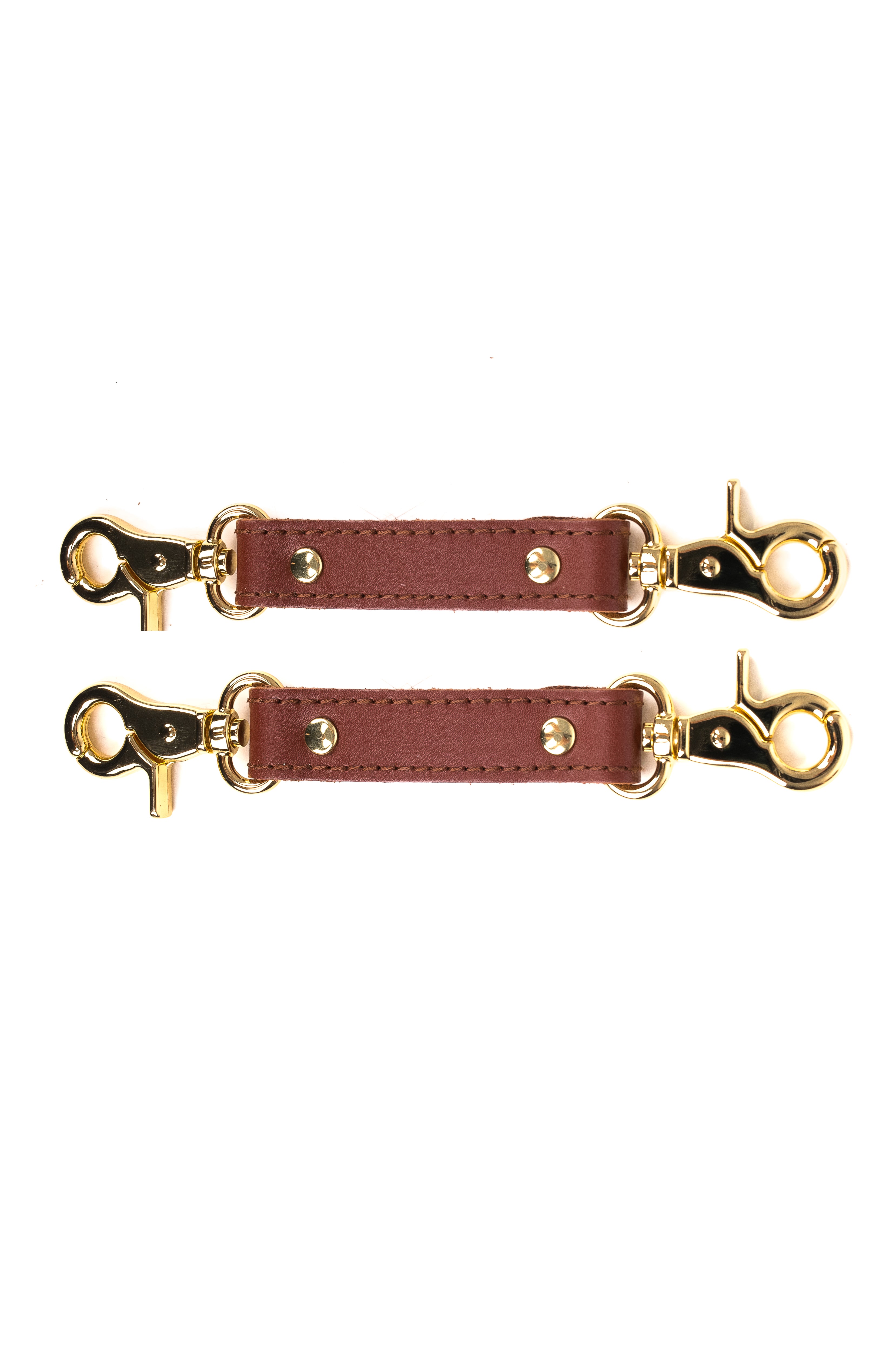 2-Way Leather Connector. Set of 2 Short Straps for Fixation Reinforced Steel