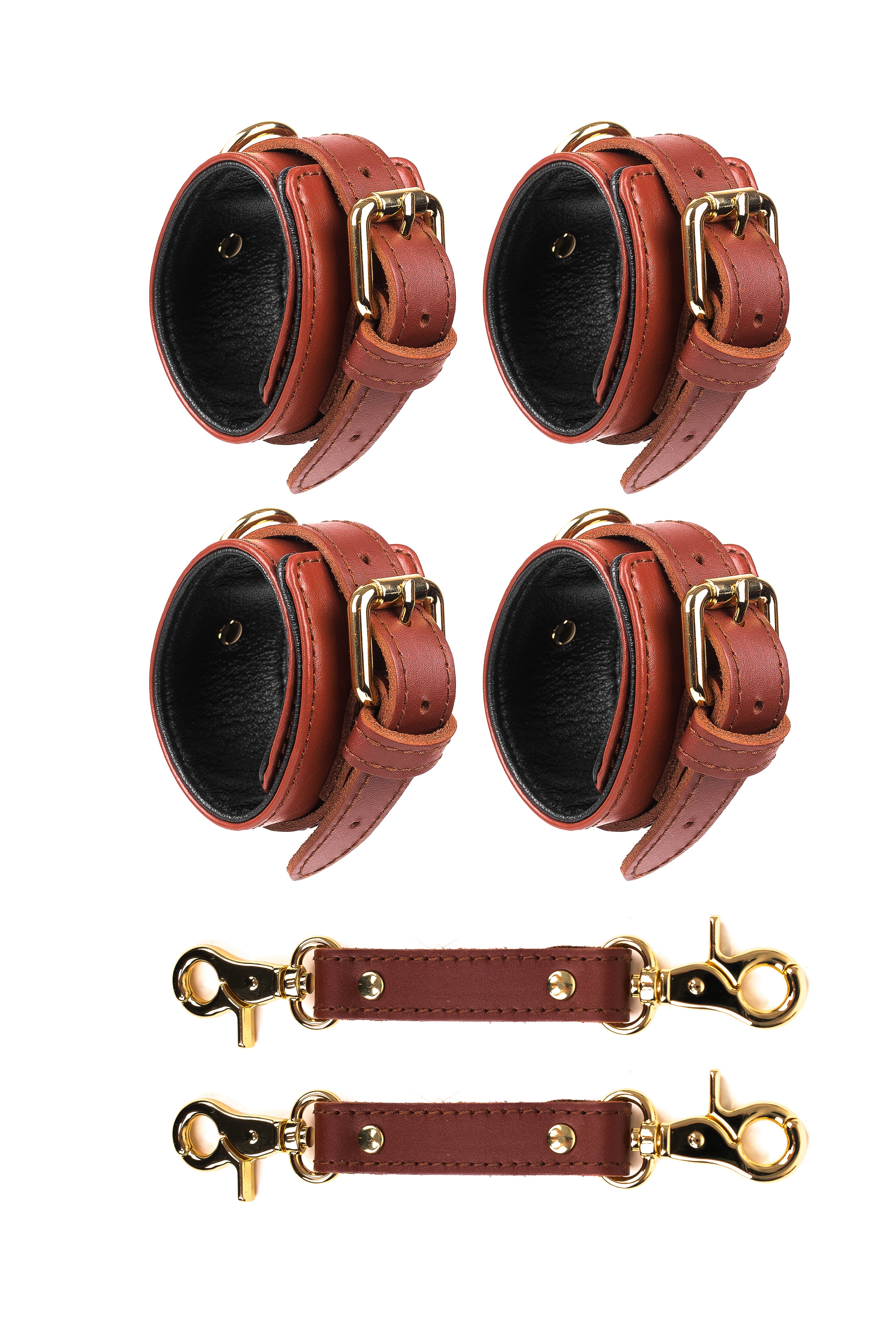 2 in 1 Hand and Ankle cuffs Leather Set. 10 colors