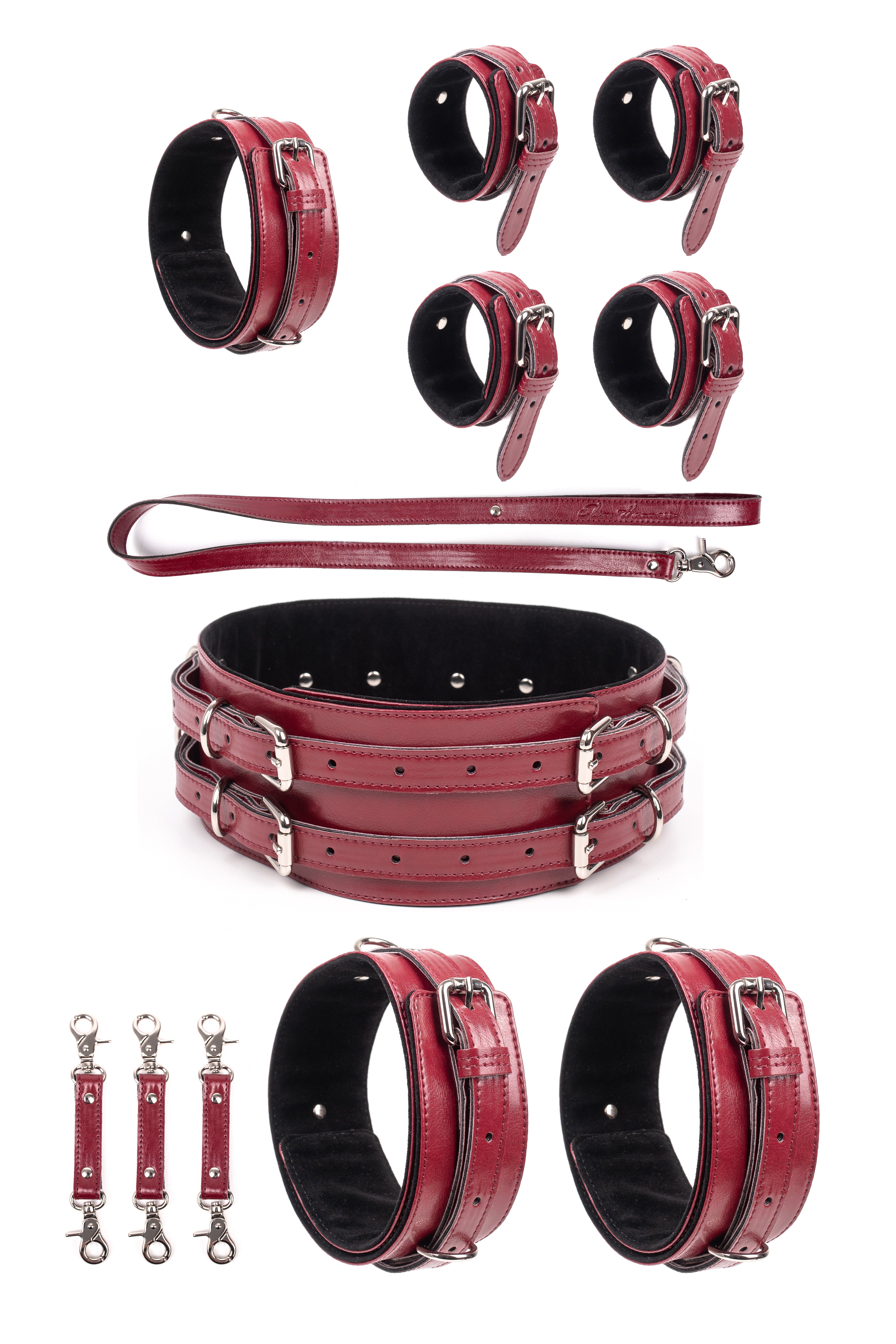 5 in 1 Vegan Leather Harness Bondage Set. Pink