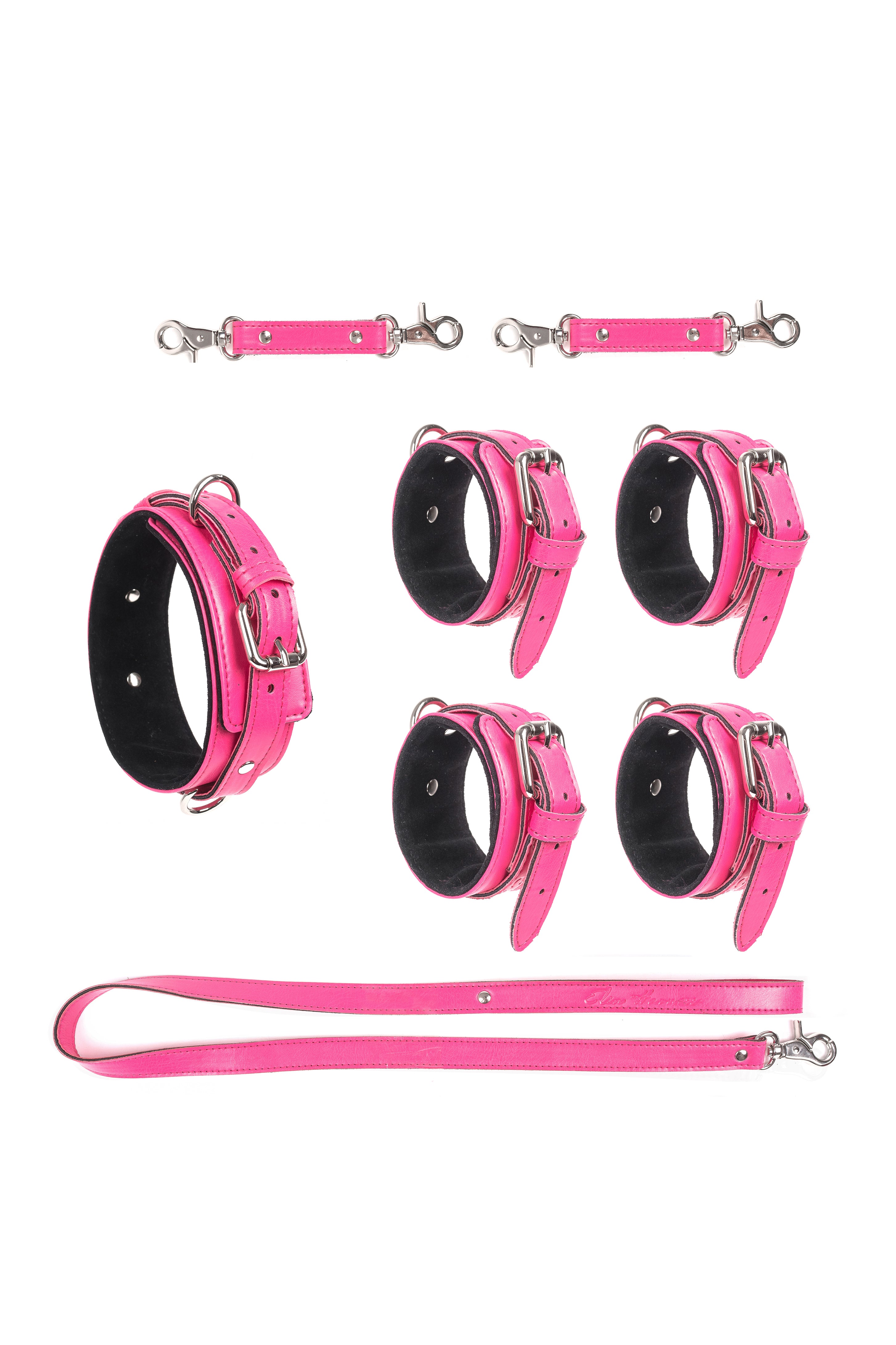 3 in 1 Vegan Leather Harness Bondage Set. Pink