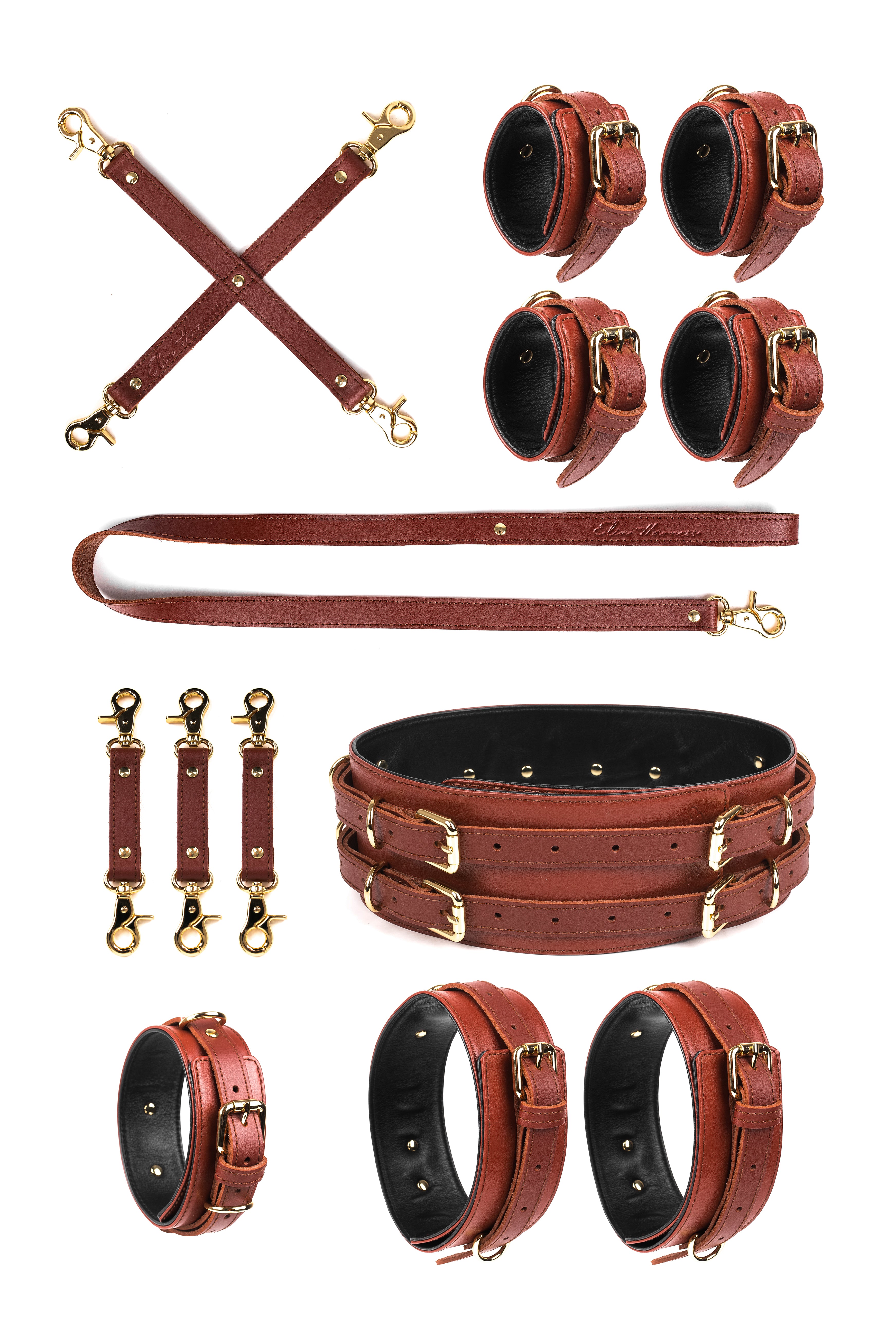 6 in 1 Leather Harness Bondage Set. 10 colors