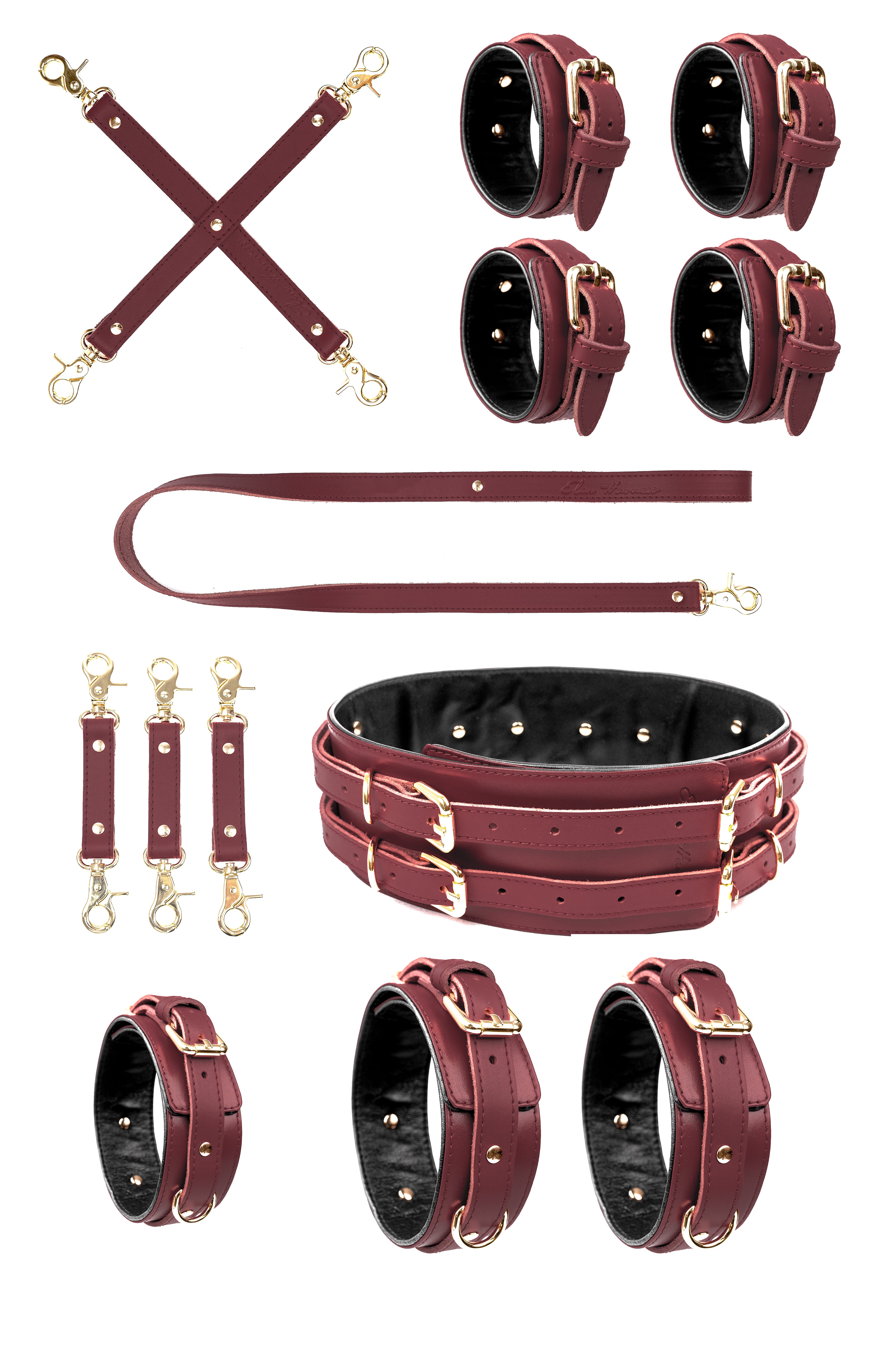 6 in 1 Leather Harness Bondage Set. 10 colors