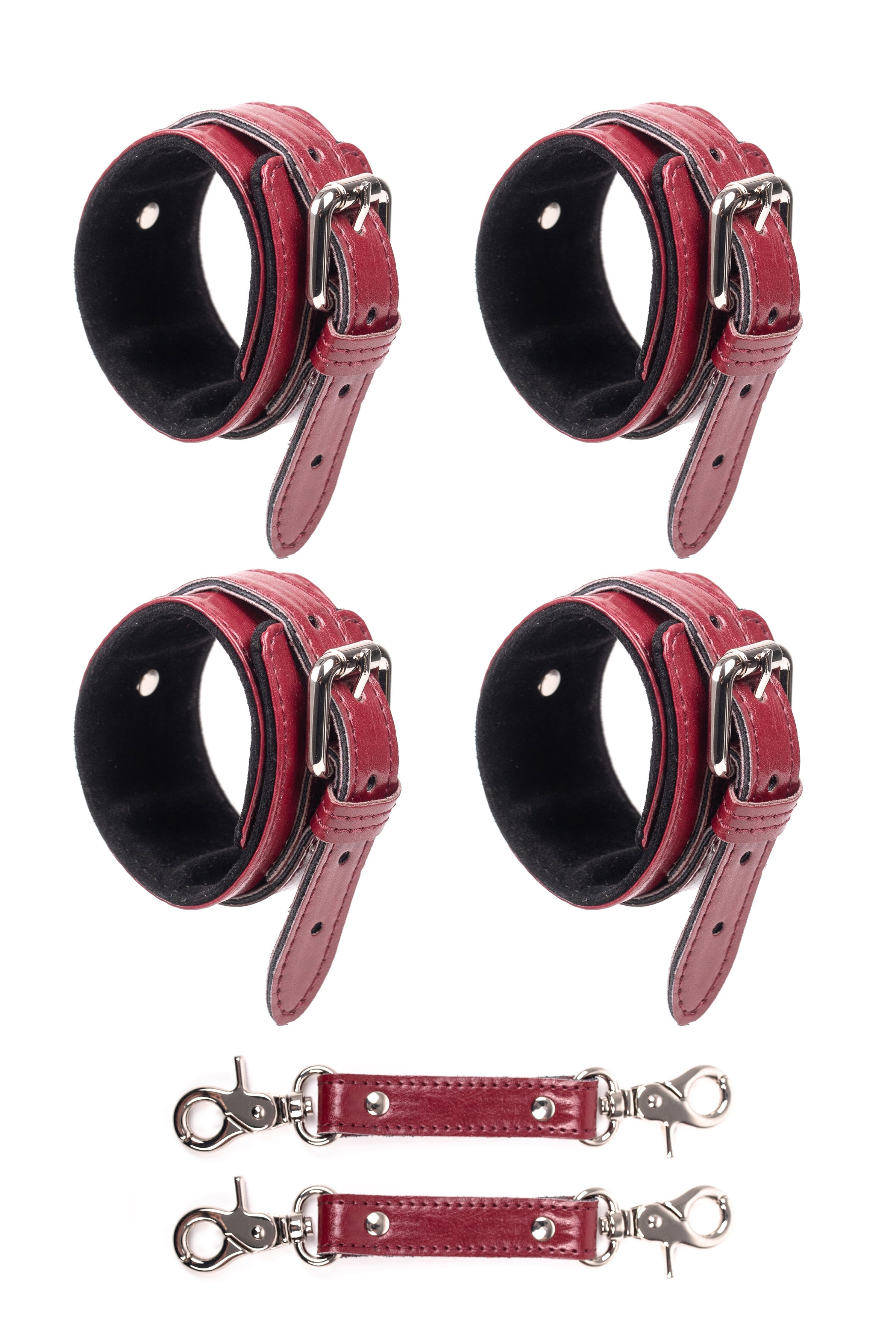 2 in 1 Vegan Leather Harness Bondage Set. Burgundy