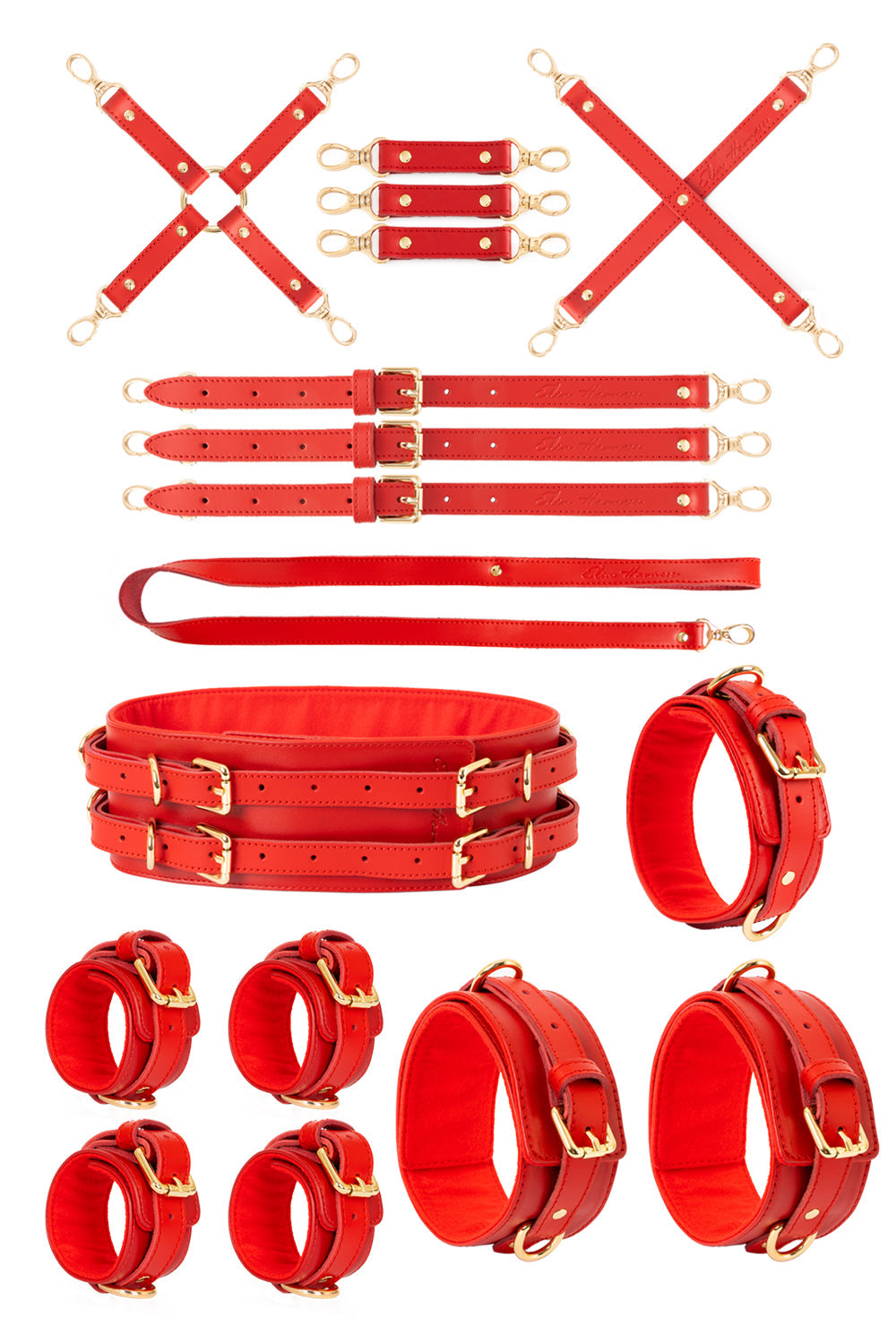 All inclusive Leather Bondage Set with Bed Restraints. 10 colors