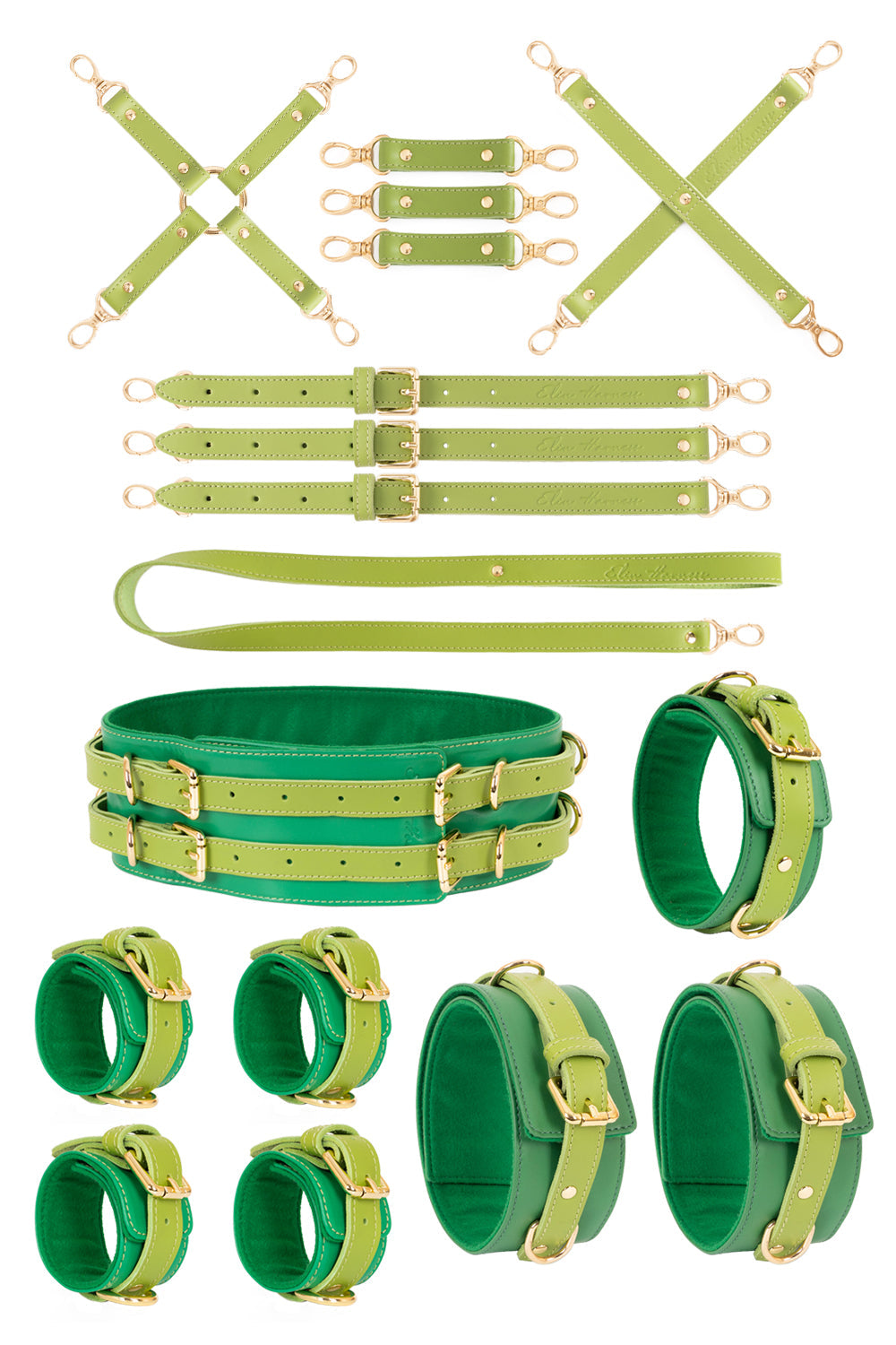 All inclusive Leather Bondage Set with Bed Restraints. 10 colors