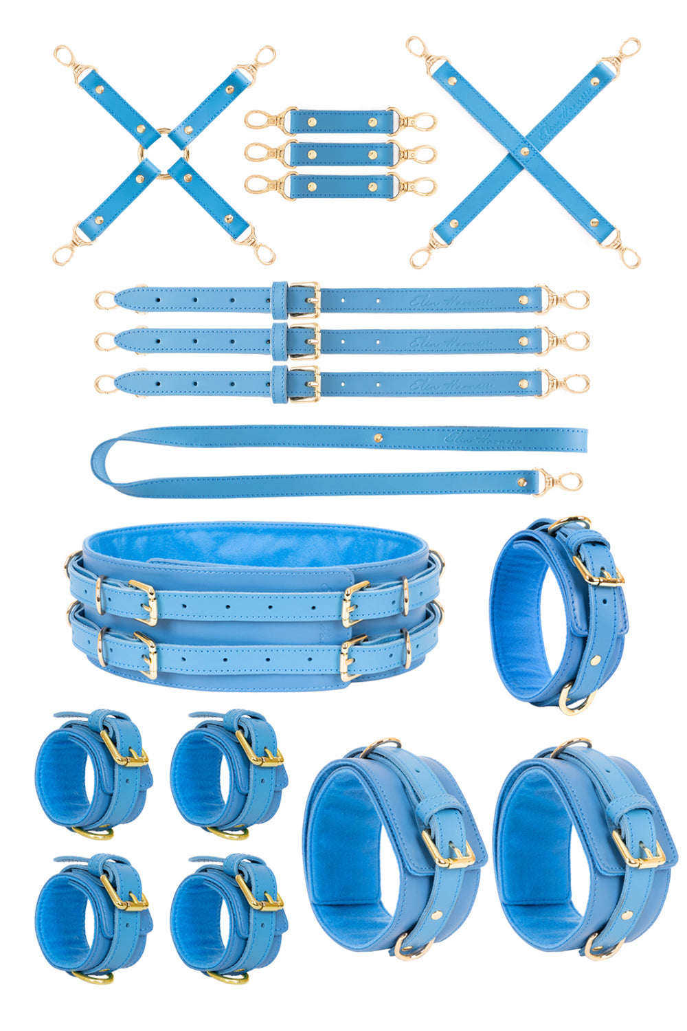 All inclusive Leather Bondage Set with Bed Restraints. 10 colors