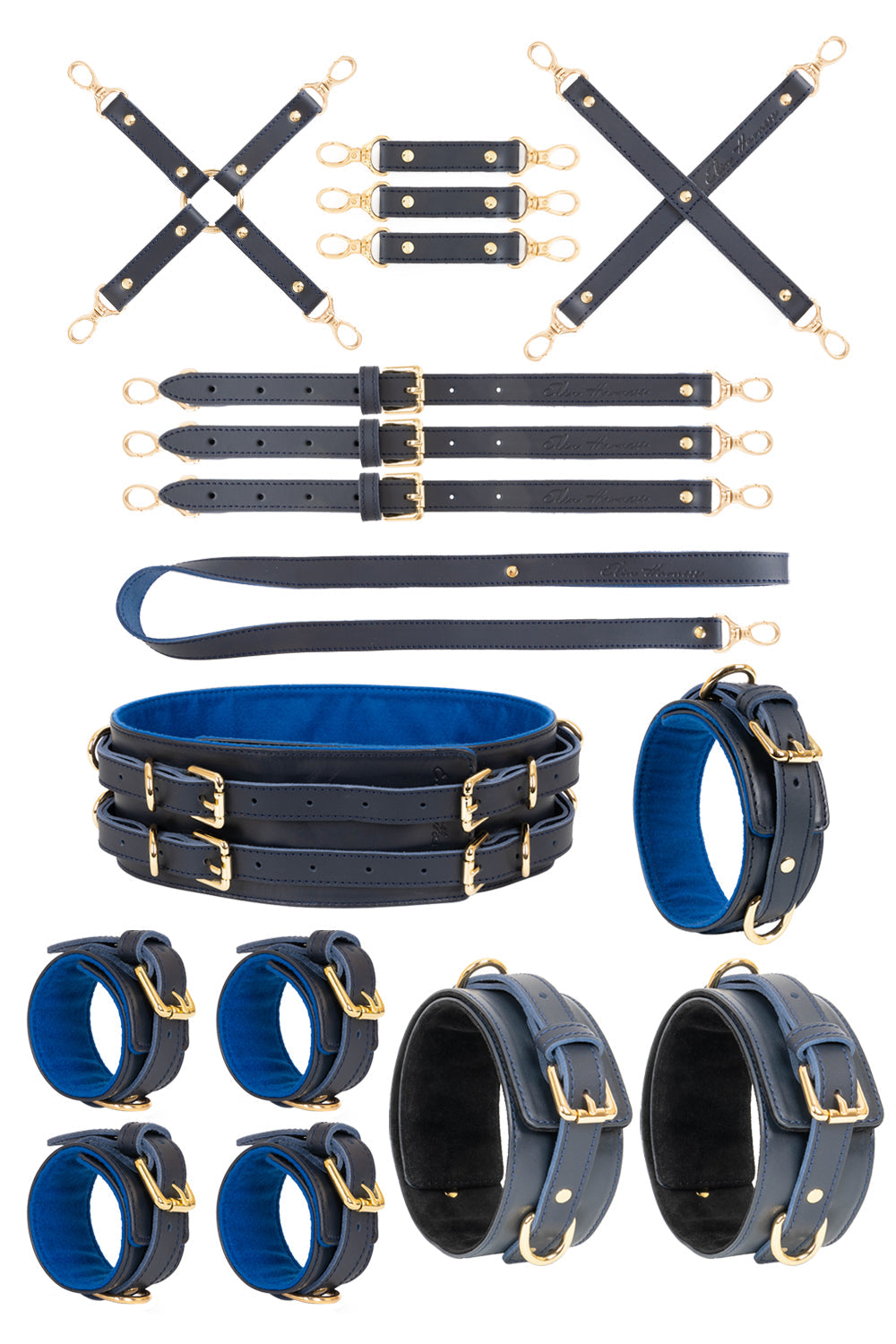 All inclusive Leather Bondage Set with Bed Restraints. 10 colors