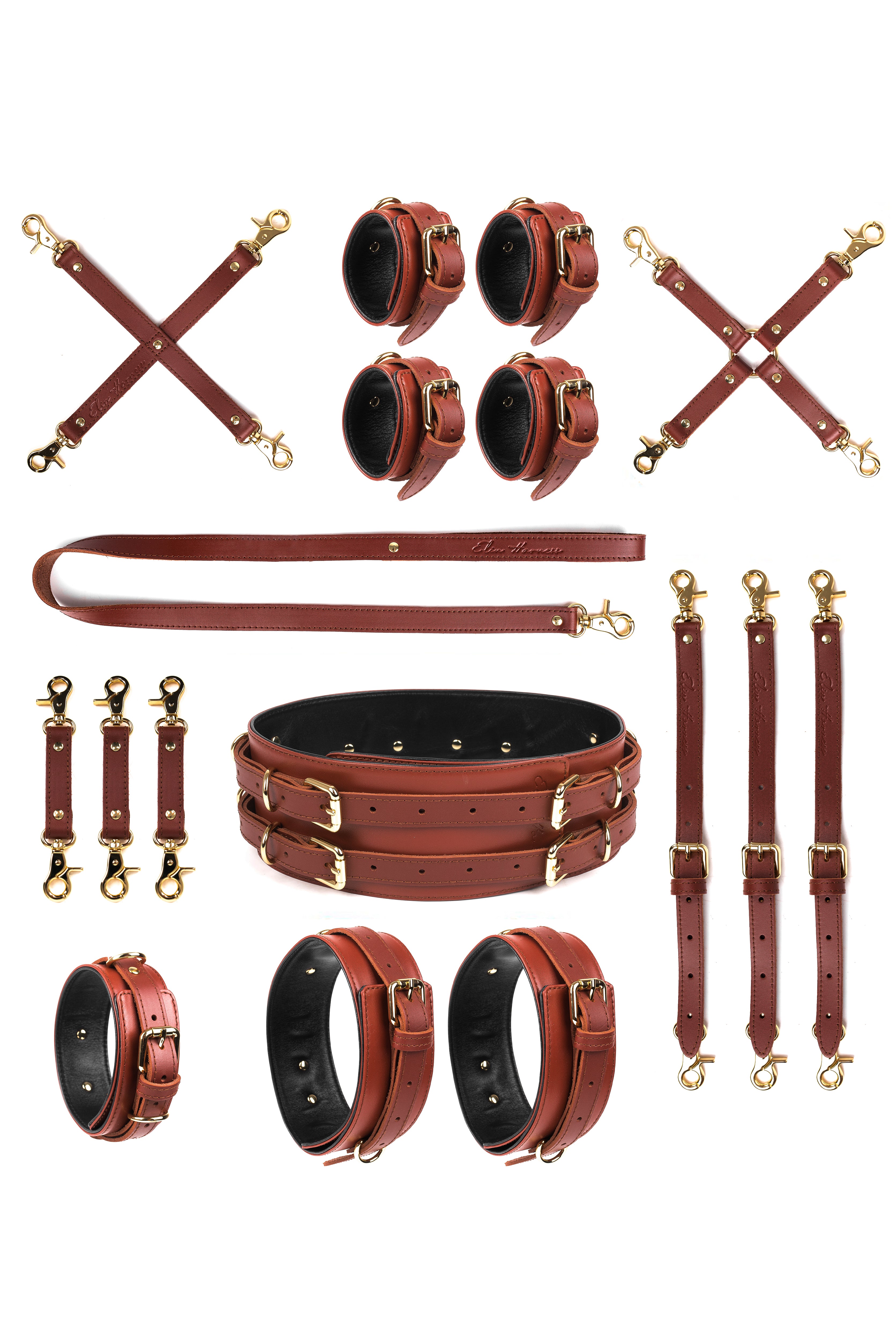 7 in 1 Leather Harness Bondage Set. 10 colors