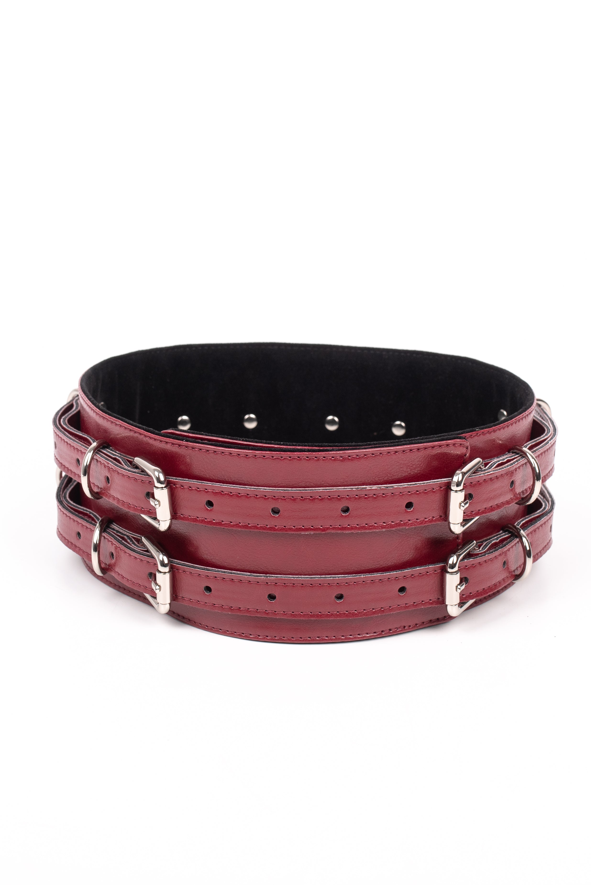 Faux Leather Vegan Waist Belt. Burgundy