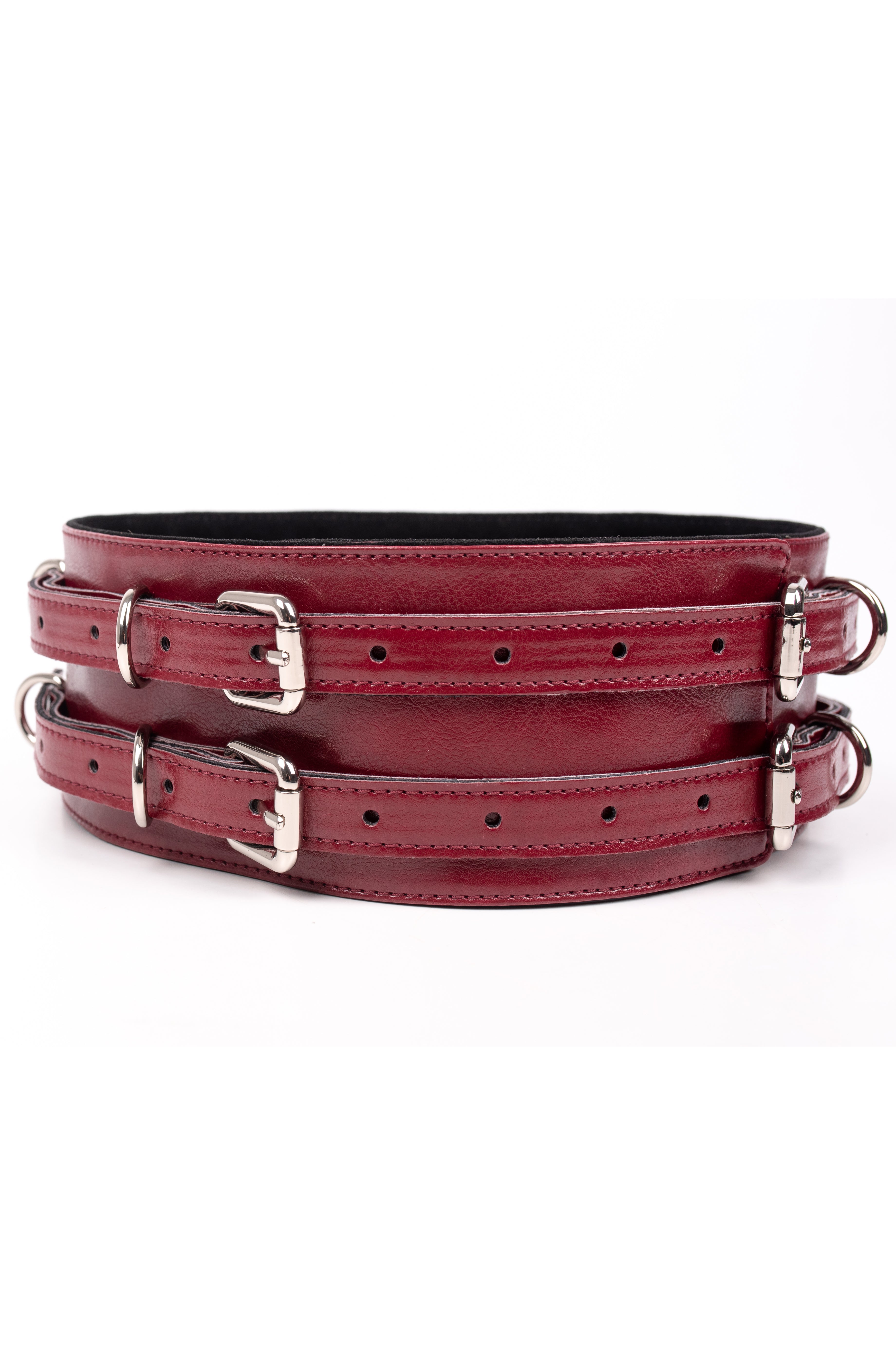 Faux Leather Vegan Waist Belt. Burgundy