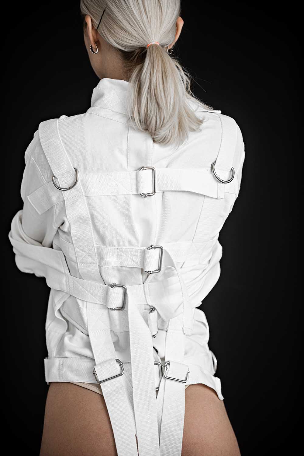 Cotton Straitjacket with Steel Buckles. White