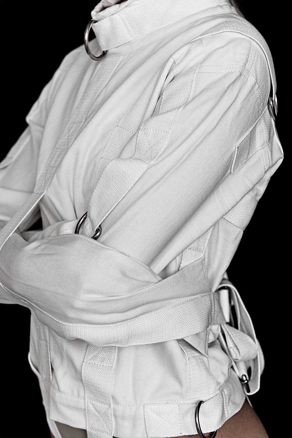 Cotton Straitjacket with Steel Buckles. White