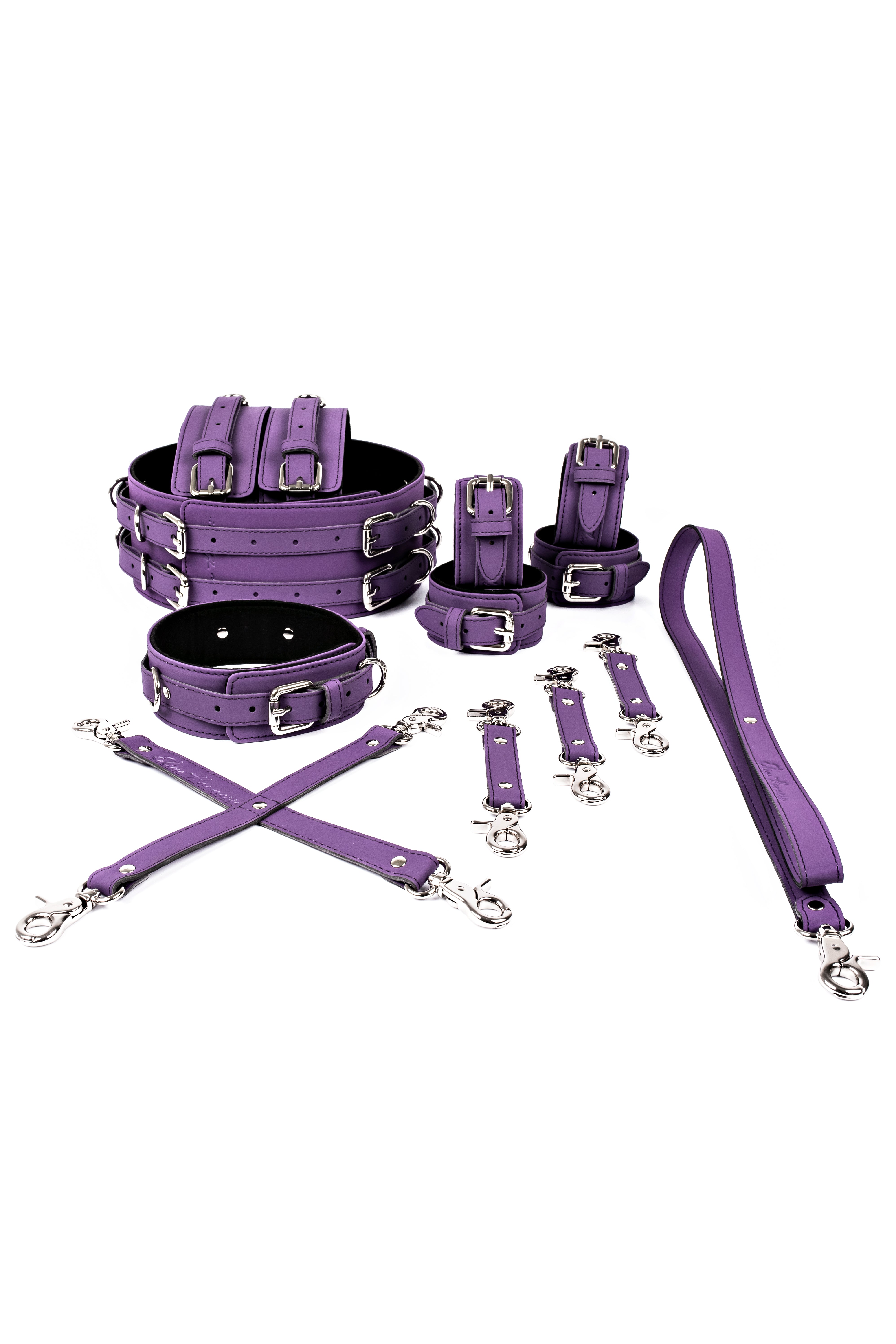 Neoprene 6 in 1 Vegan Leather Harness Bondage Set. 5 colors