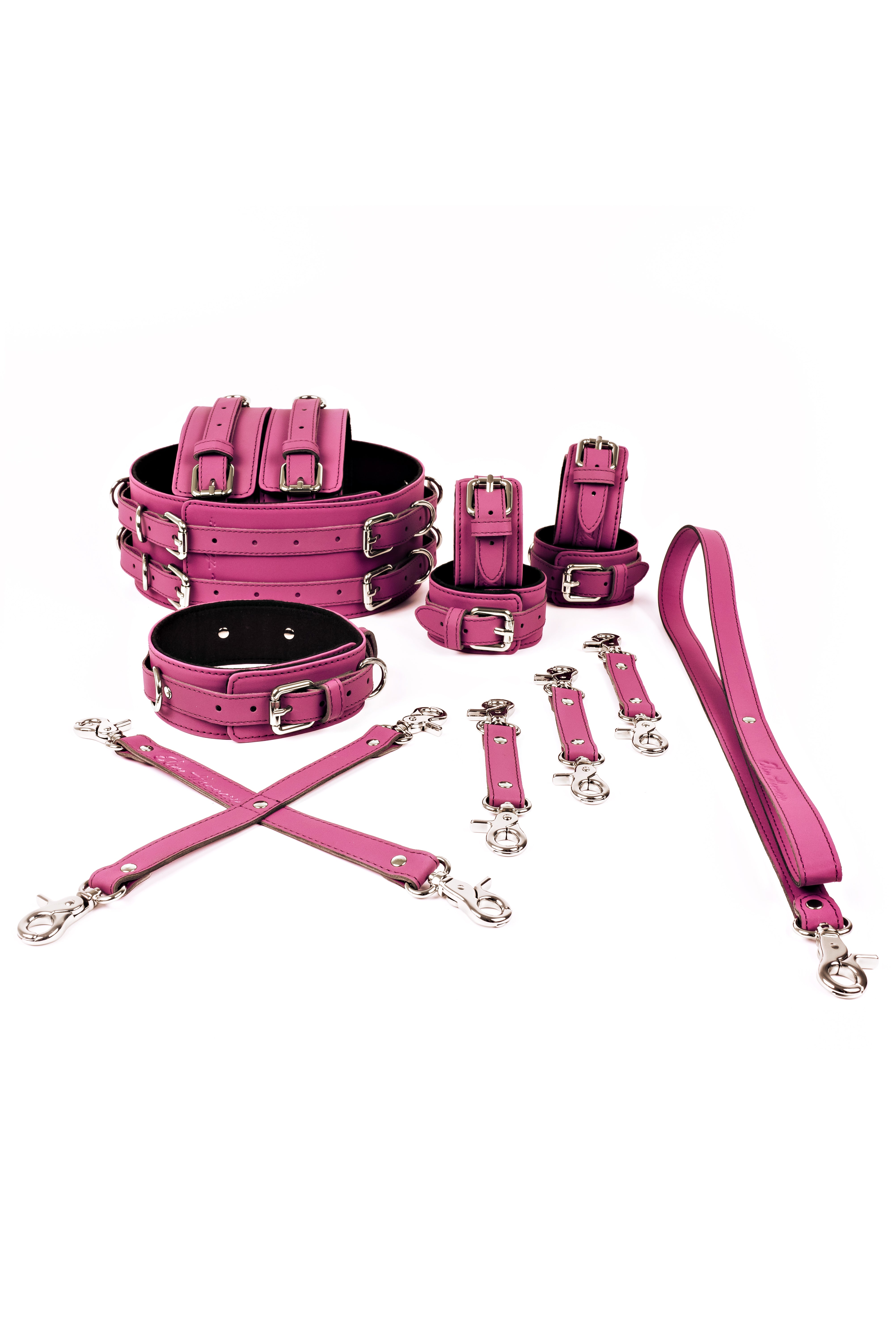 Neoprene 6 in 1 Vegan Leather Harness Bondage Set. 5 colors