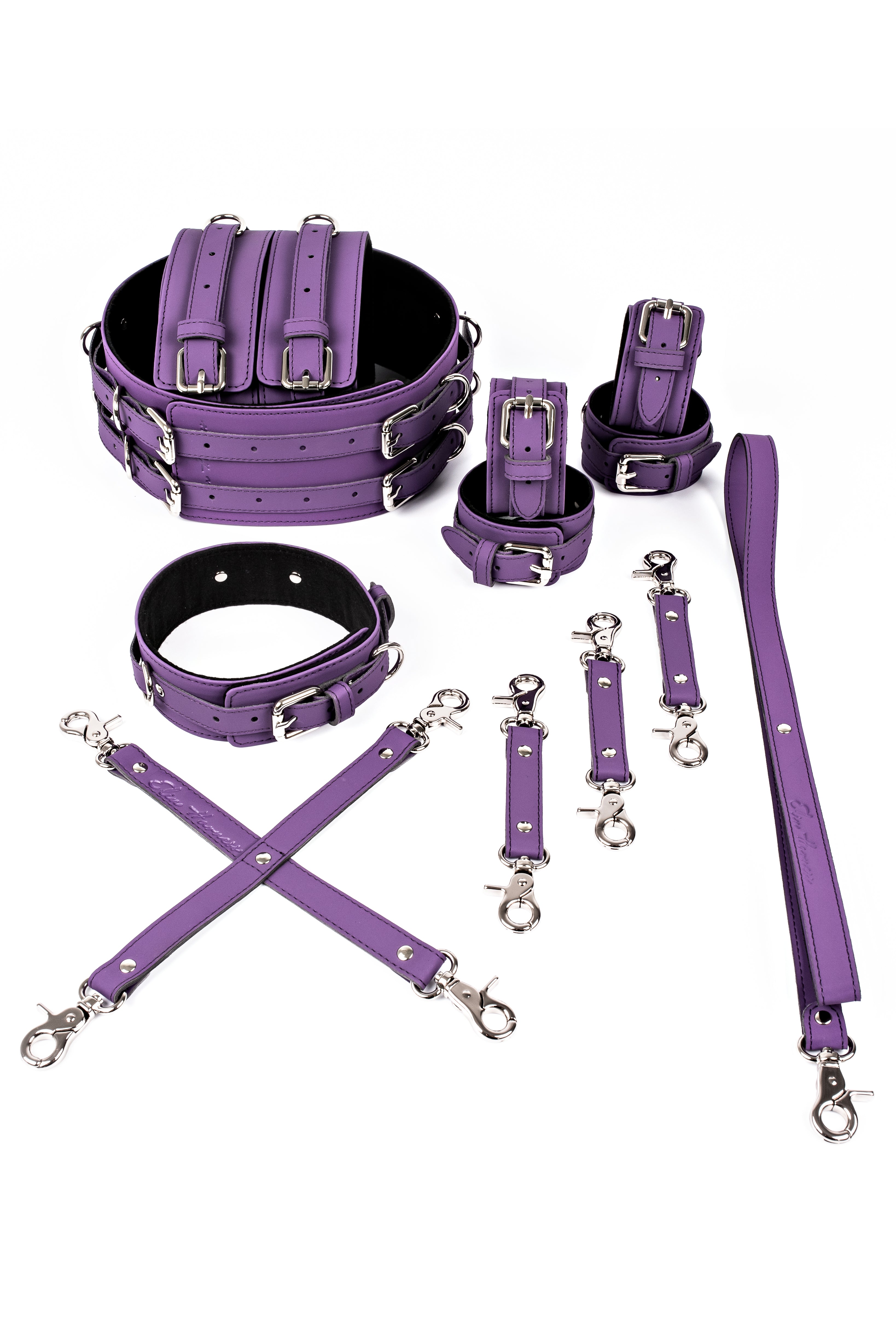 Neoprene 6 in 1 Vegan Leather Harness Bondage Set. 5 colors