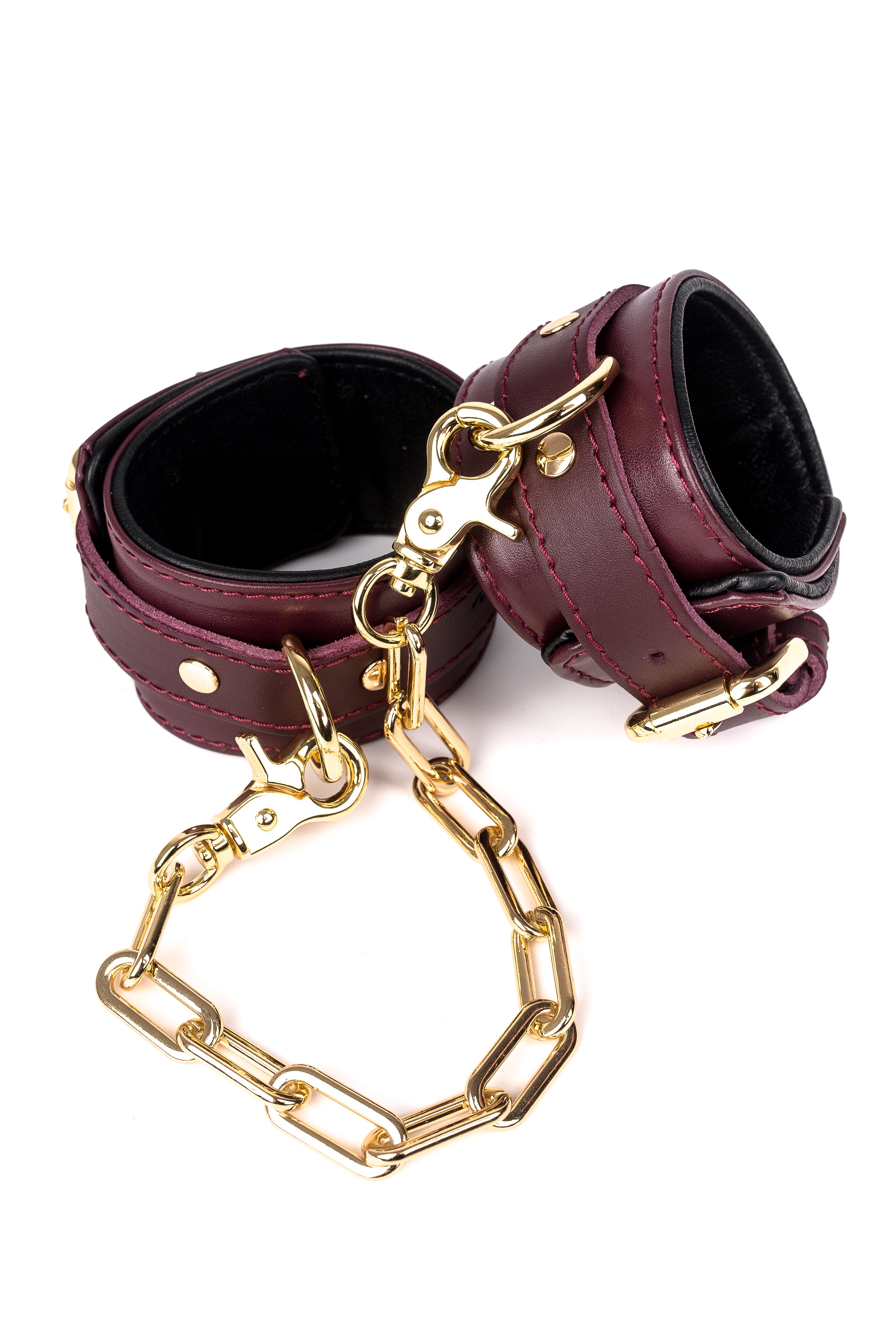 Leather Wrist, Ankle cuffs, Restraint Bondage with large links chain connector