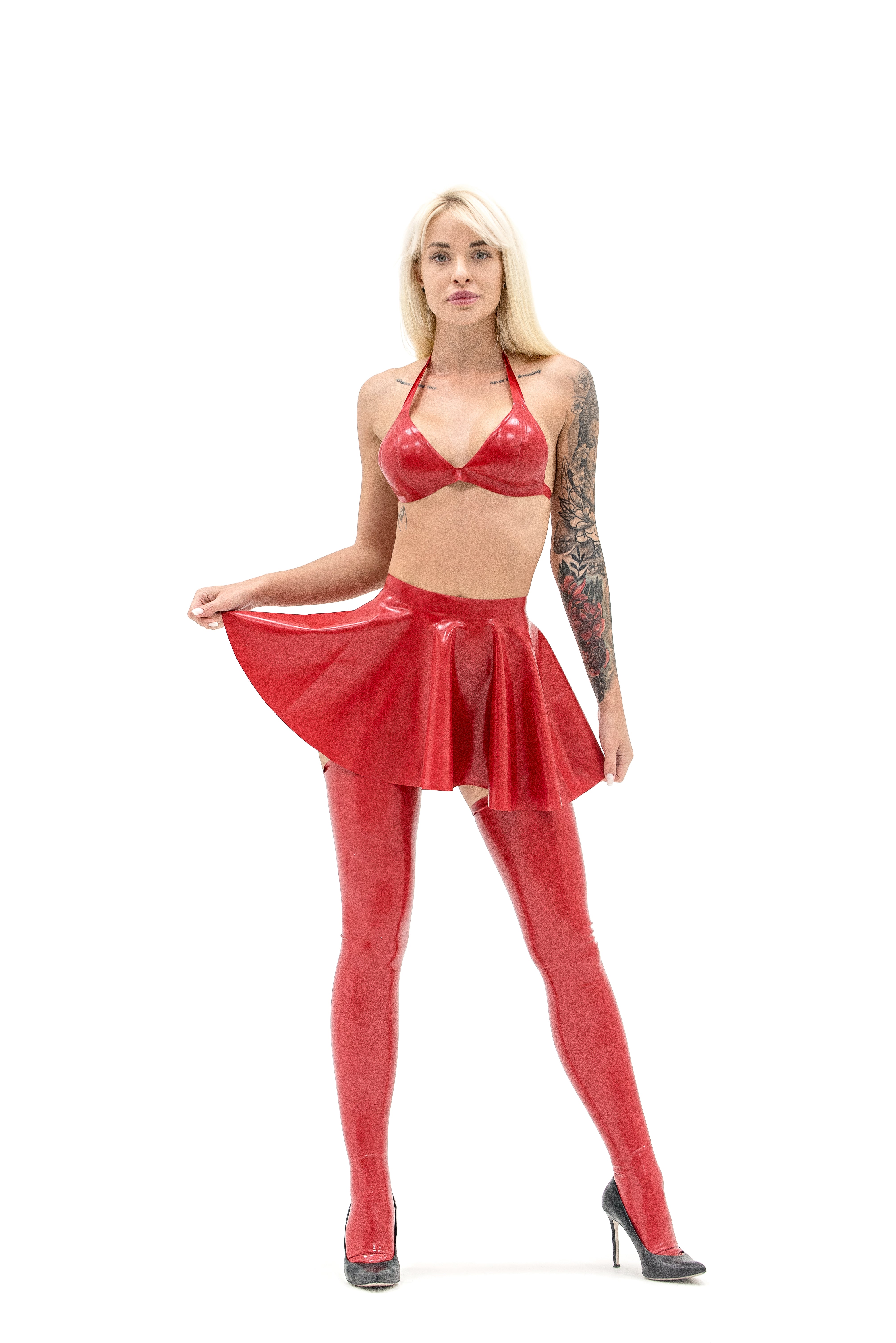 Latex Skater Skirt. Red