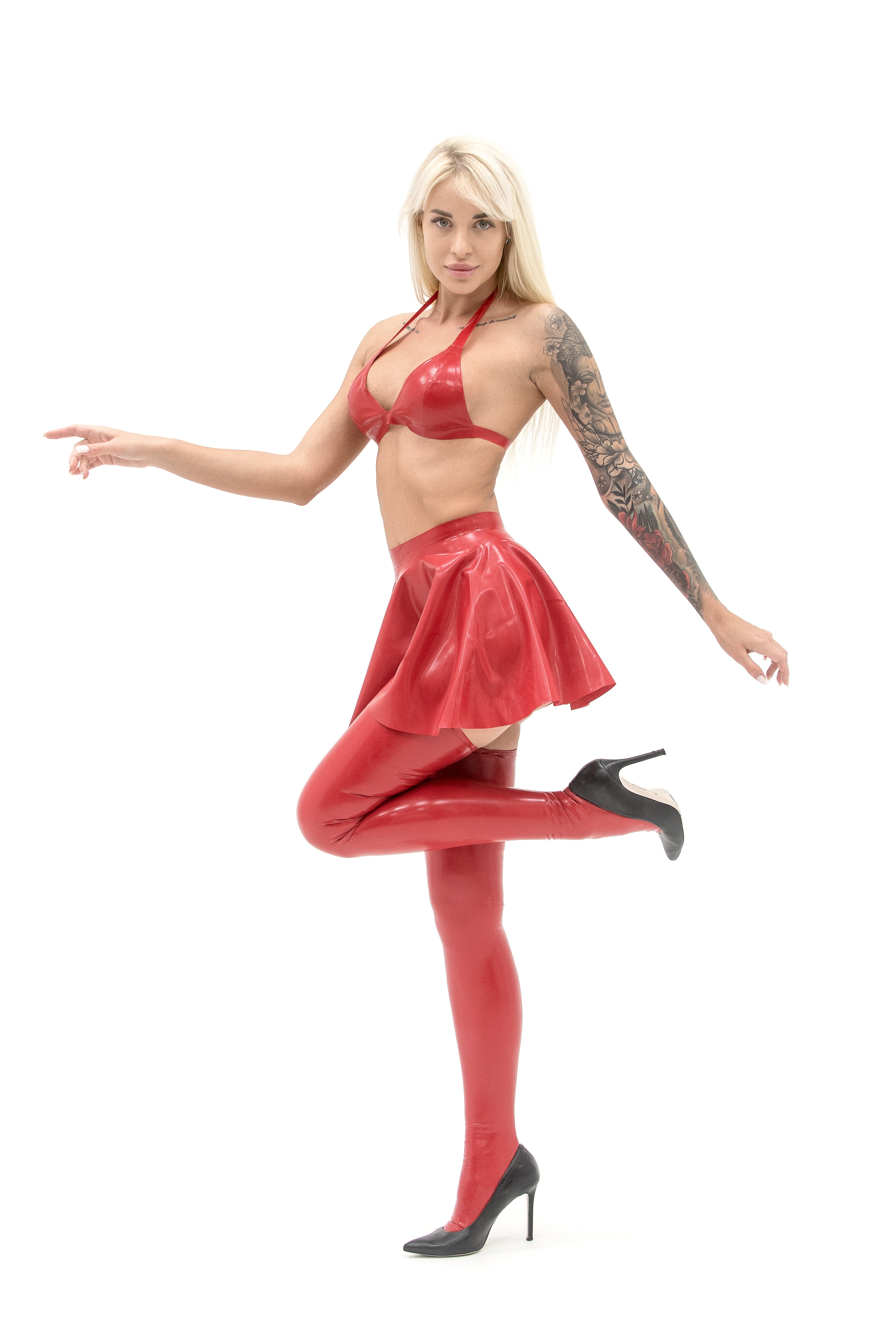 Latex Skater Skirt. Red