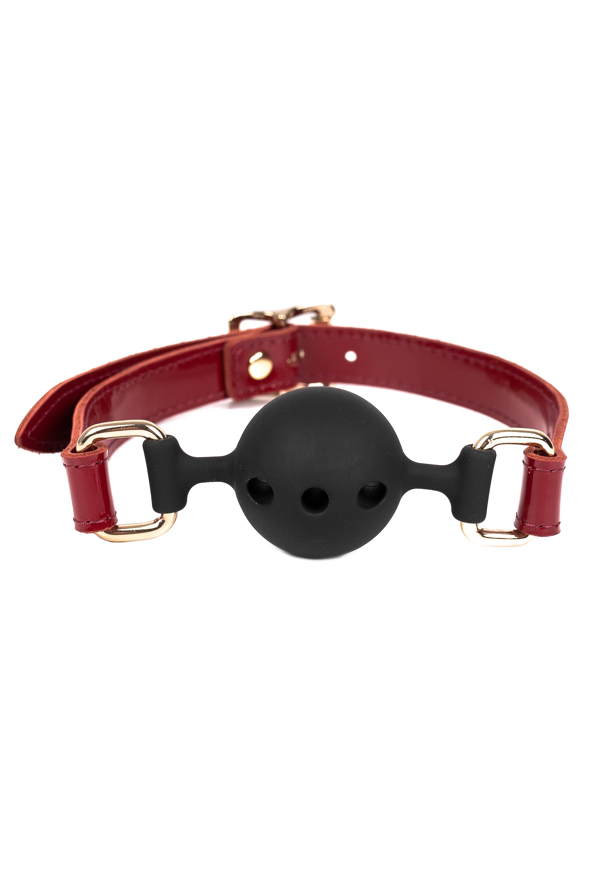 Soft Silicone Mouth Ball Gag. Lacquered Burgundy