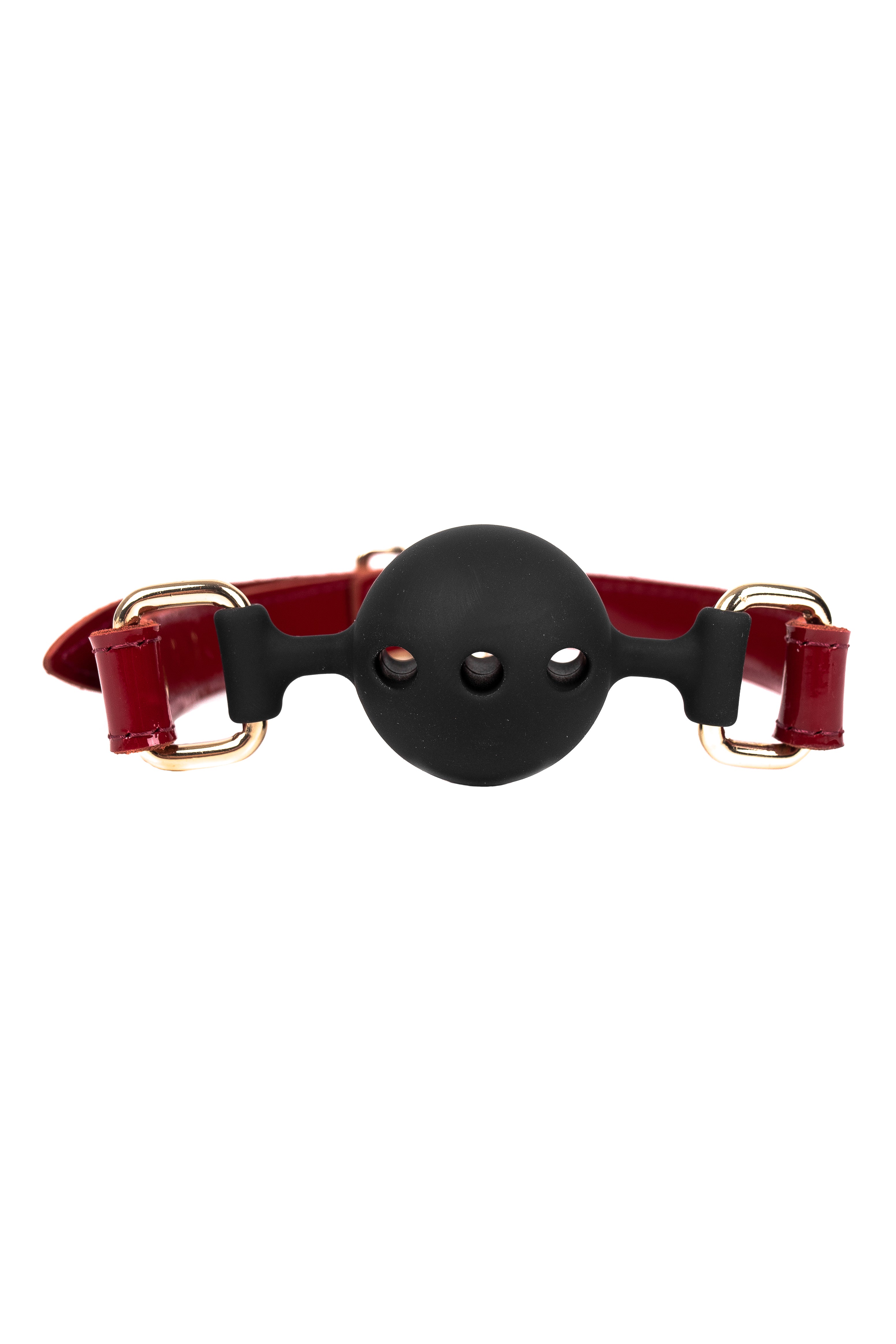 Soft Silicone Mouth Ball Gag. Lacquered Burgundy