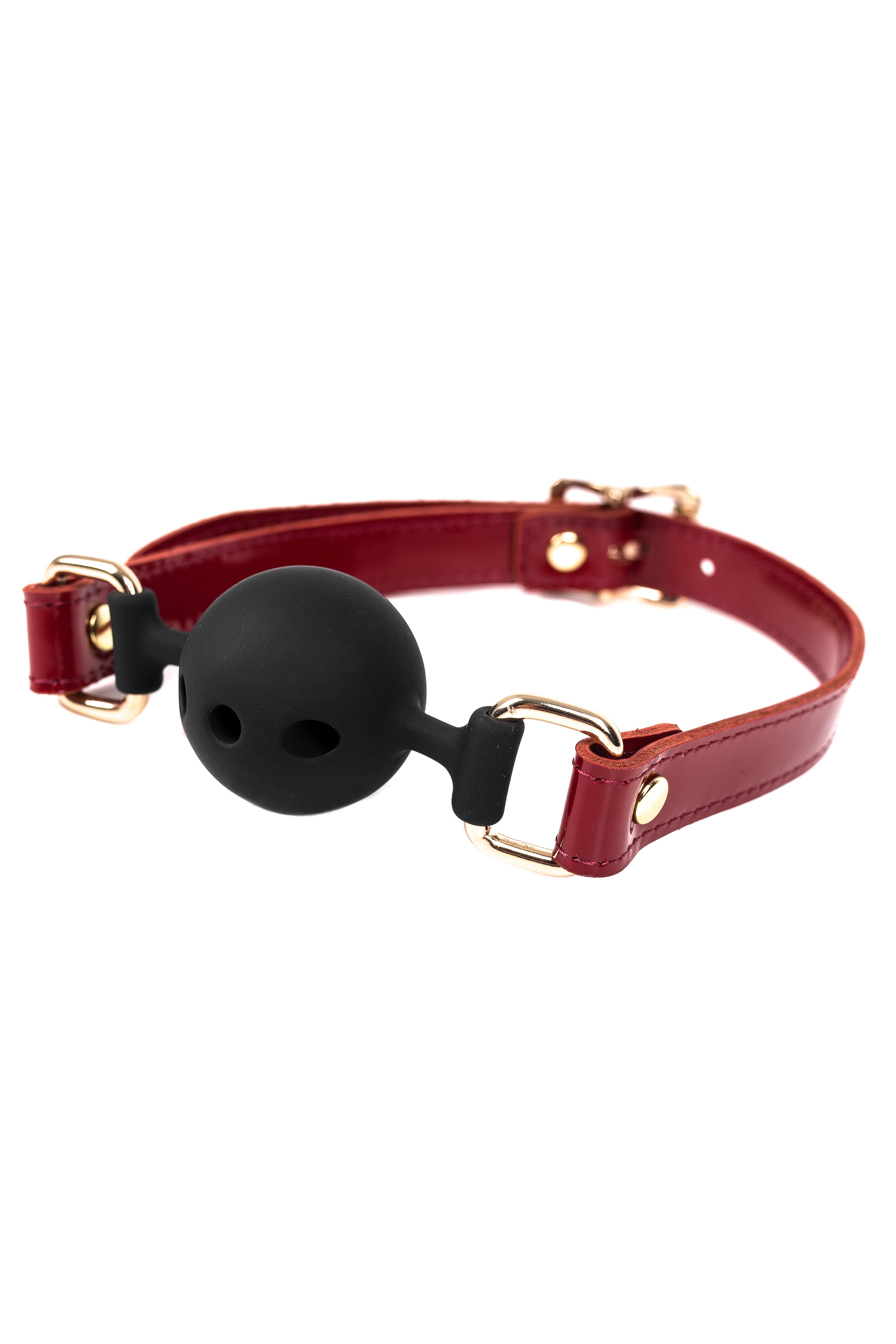 Soft Silicone Mouth Ball Gag. Lacquered Burgundy